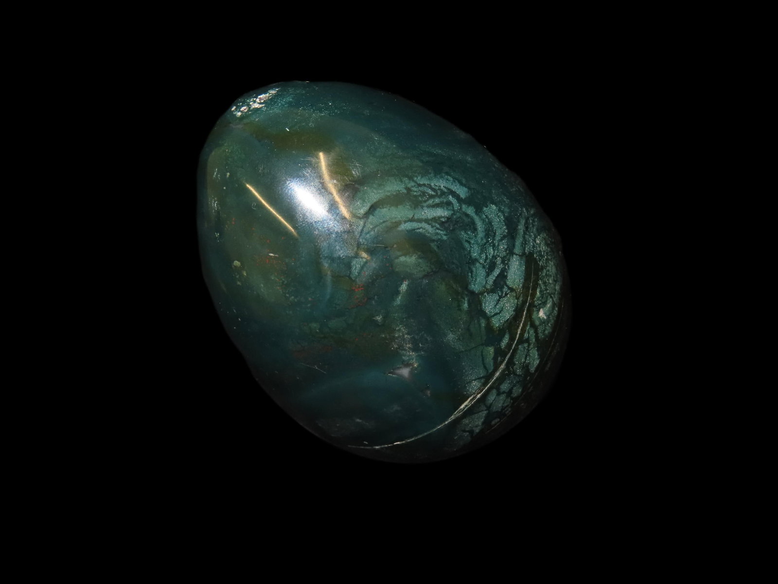 Polished 3" Egg Stone, Beautiful Green & Brown swirled stone.: Polished 3" Egg Stone, Beautiful Green & Brown swirled stone.
