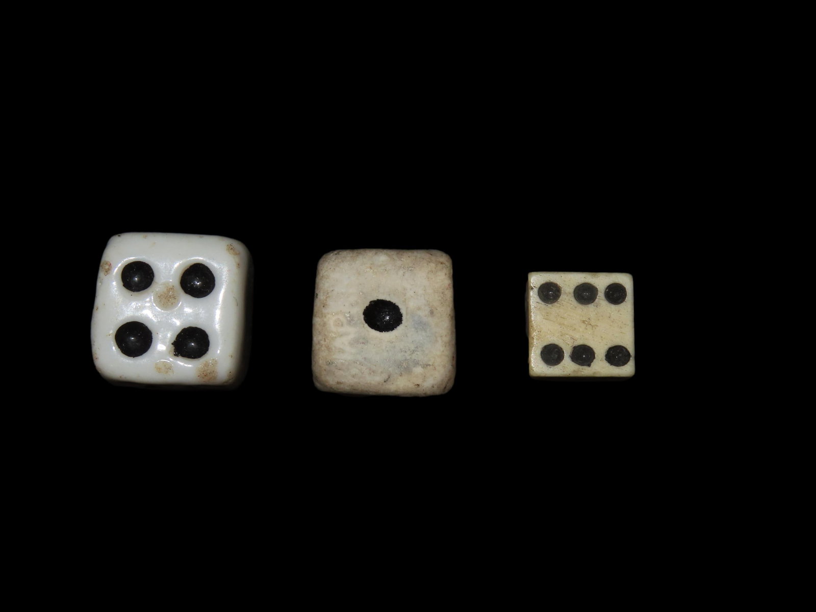 Lot of 3 Civil War Stone & Bone Dice, Original Period Relics: Lot of 3 Civil War Stone & Bone Dice, Original Period Relics
