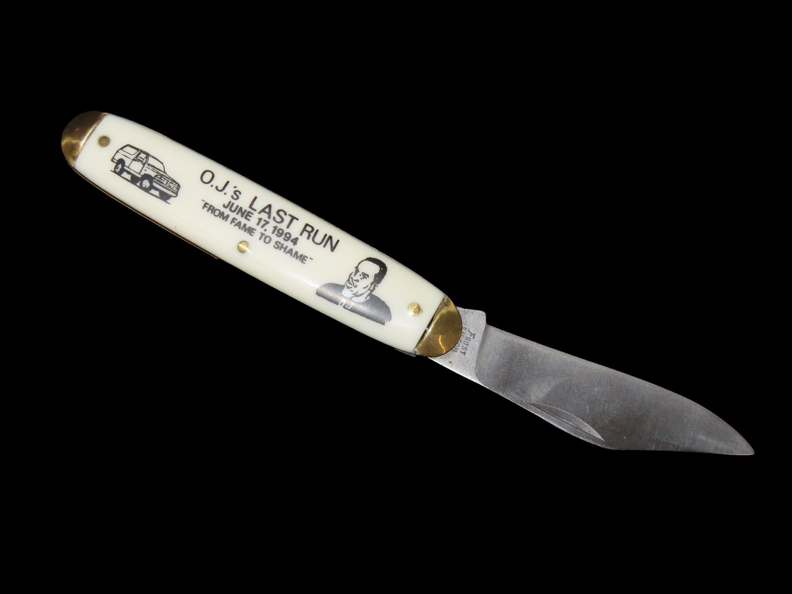 Vintage Pocket Knife, OJ Simpson, O.J.'s Last Run, June 17, 1994, From Fame to Shame, Single Blade: Vintage Pocket Knife, OJ Simpson, O.J.'s Last Run, June 17, 1994, From Fame to Shame, Single Blade