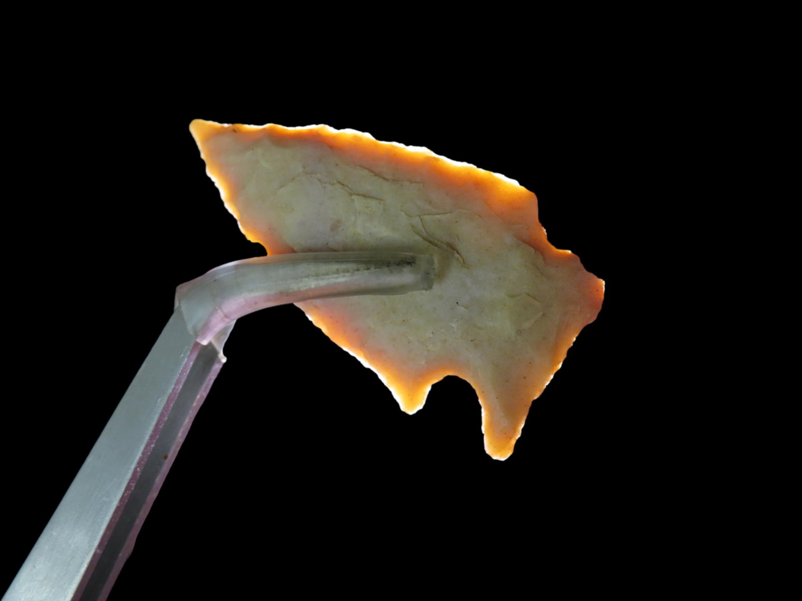 Needle Tipped Ensor found in Bandera County Texas. Semi Translucent and well patinated. Indian: Needle Tipped Ensor found in Bandera County Texas. Semi Translucent and well patinated. Indian Arrowhead, Artifact.