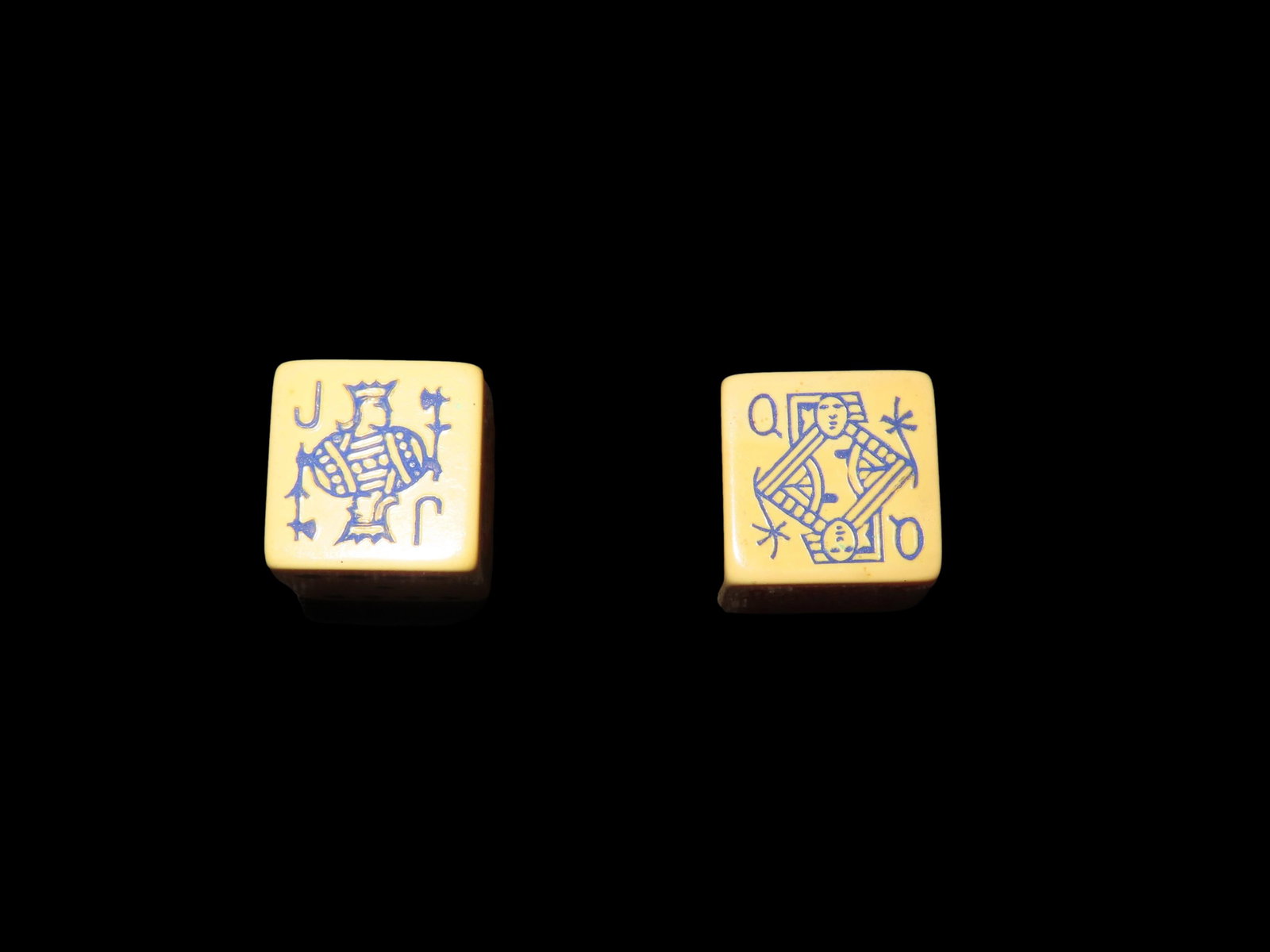Vintage pair of Antique Dice, Die, Jack, King, Queen, Poker, Gambling: Vintage pair of Antique Dice, Die, Jack, King, Queen, Poker, Gambling