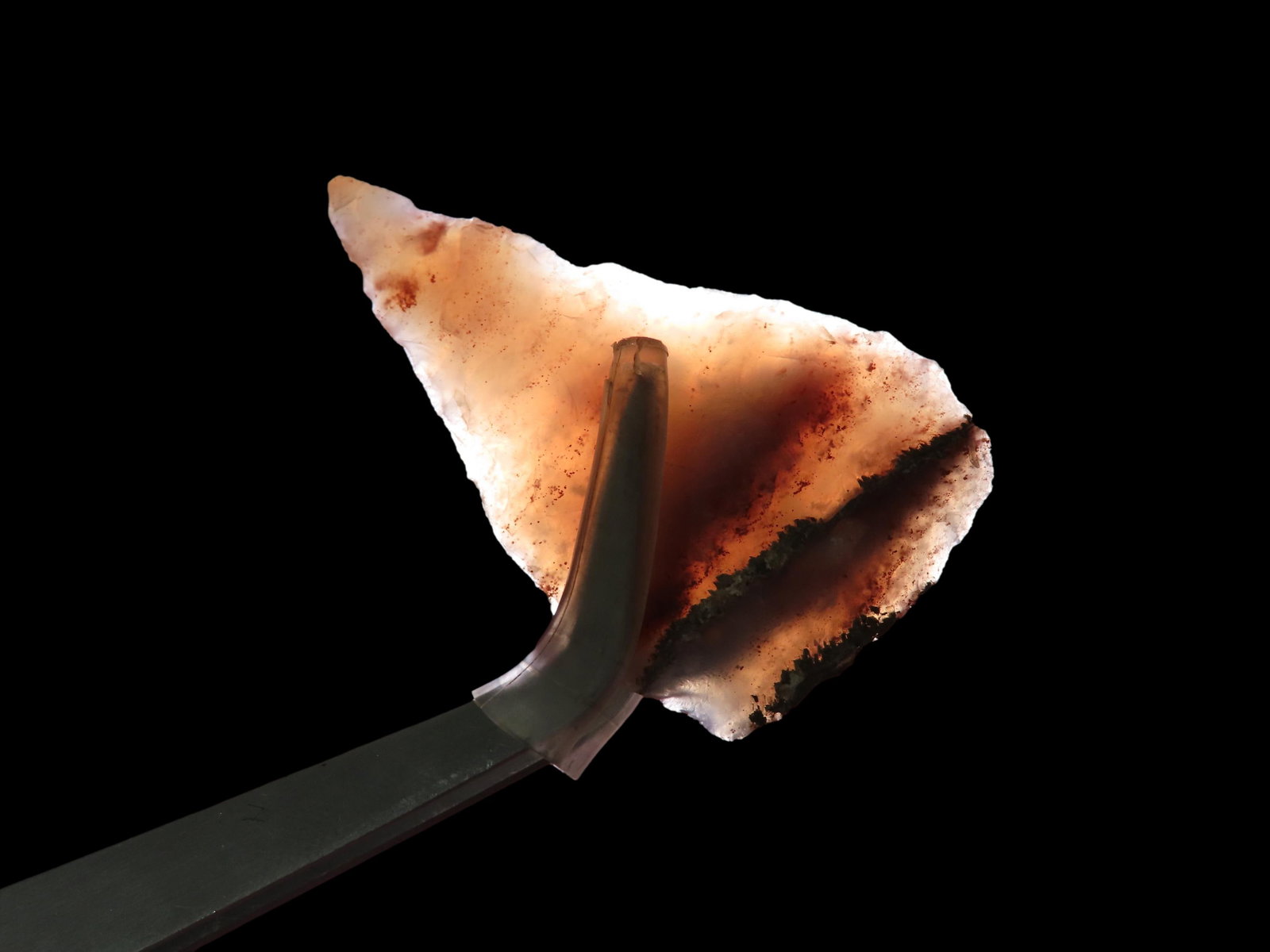 Incredible Translucent Agate Early Ovoid Knife / Blade found in Wyoming. Beautiful, very colorful: Incredible Translucent Agate Early Ovoid Knife / Blade found in Wyoming. Beautiful, very colorful piece of Agate. Amazing Color!