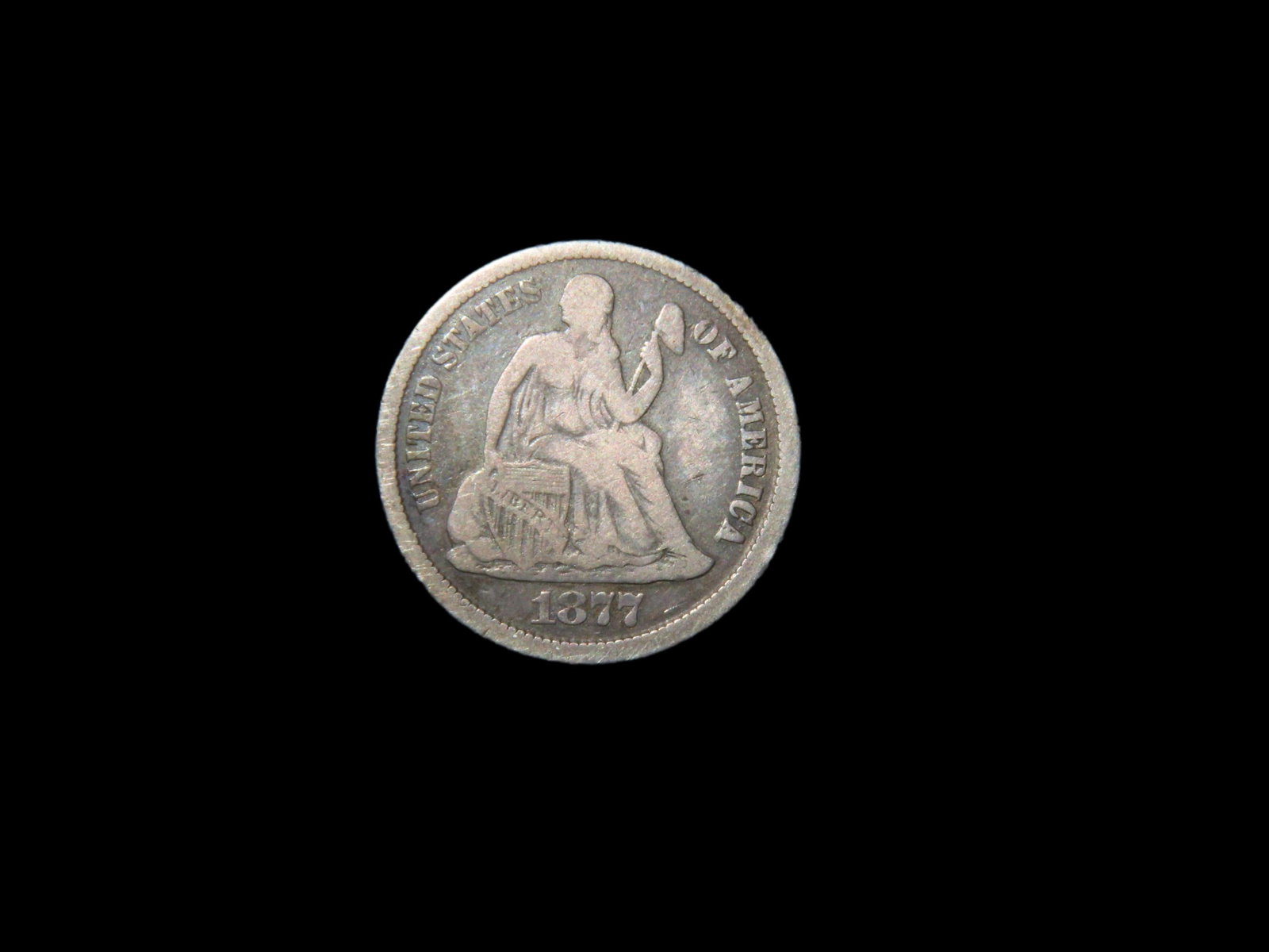 1877-CC Seated Liberty Silver Dime, Carson City Mint, Very Hard to find these early CC coins, United: 1877-CC Seated Liberty Silver Dime, Carson City Mint, Very Hard to find these early CC coins, United States Currency