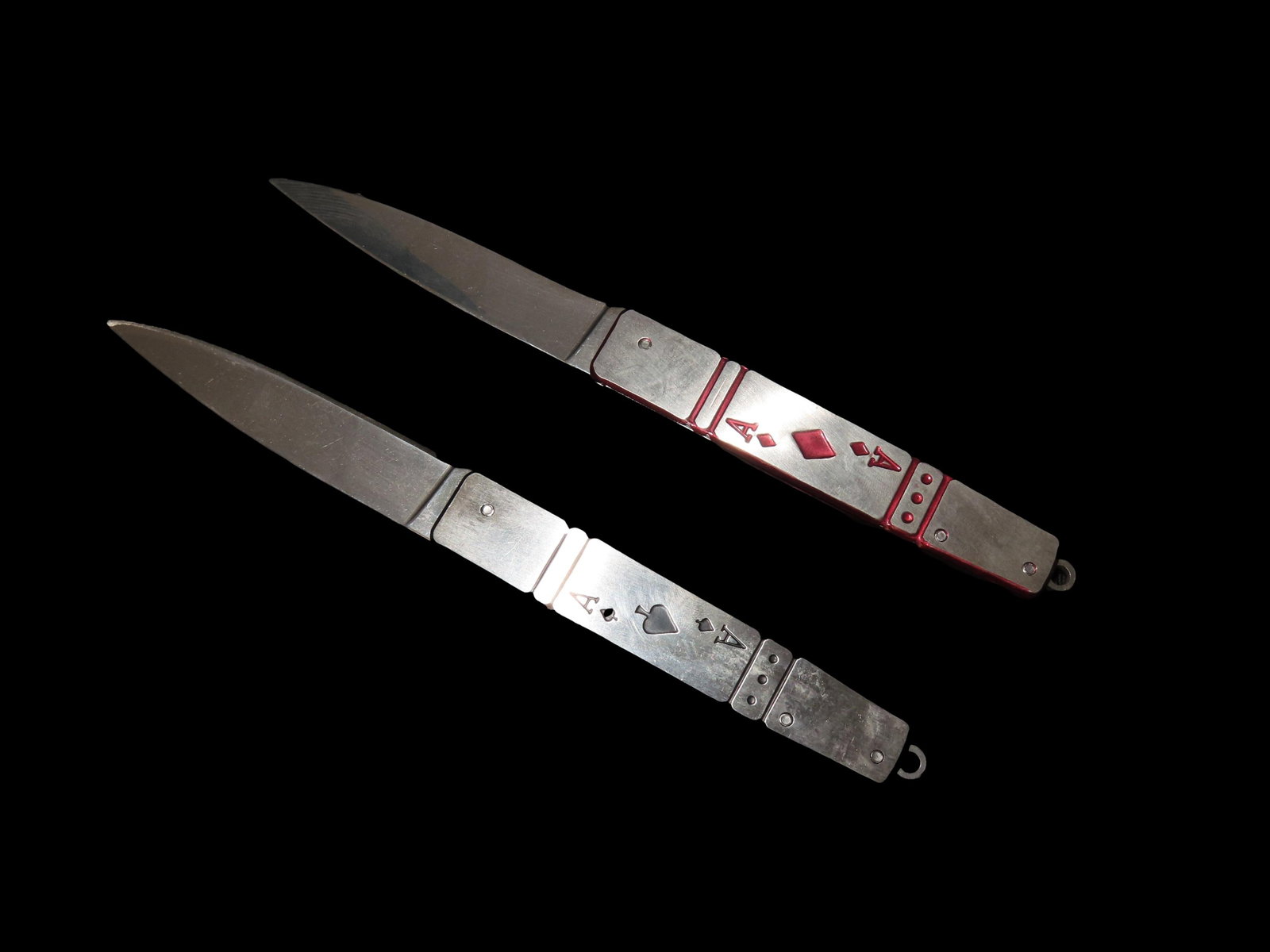 Pair of Poker Player Pocket Knives, Ace of Spades / Diamonds, Single Blade Folding Knife, Un-Used (1 of 8)