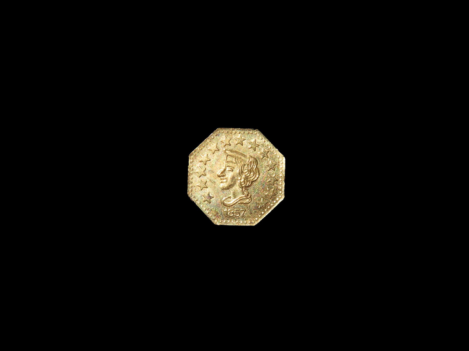 1857 California Gold Rush Era Token / Coin. Exact Gold Content Unknown: 1857 California Gold Rush Era Token / Coin. Exact Gold Content Unknown