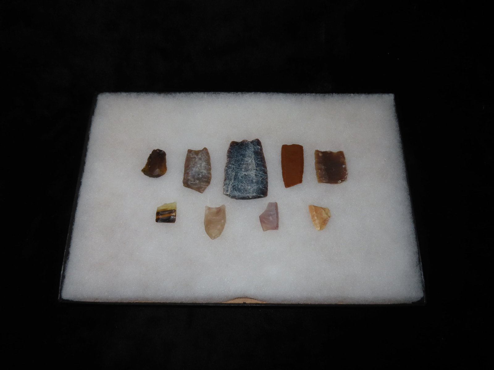 12" x 8" Ricker Frame of Outstanding Heart Breakers Paleo Arrowheads Plus Folsum Made of Many (1 of 3)