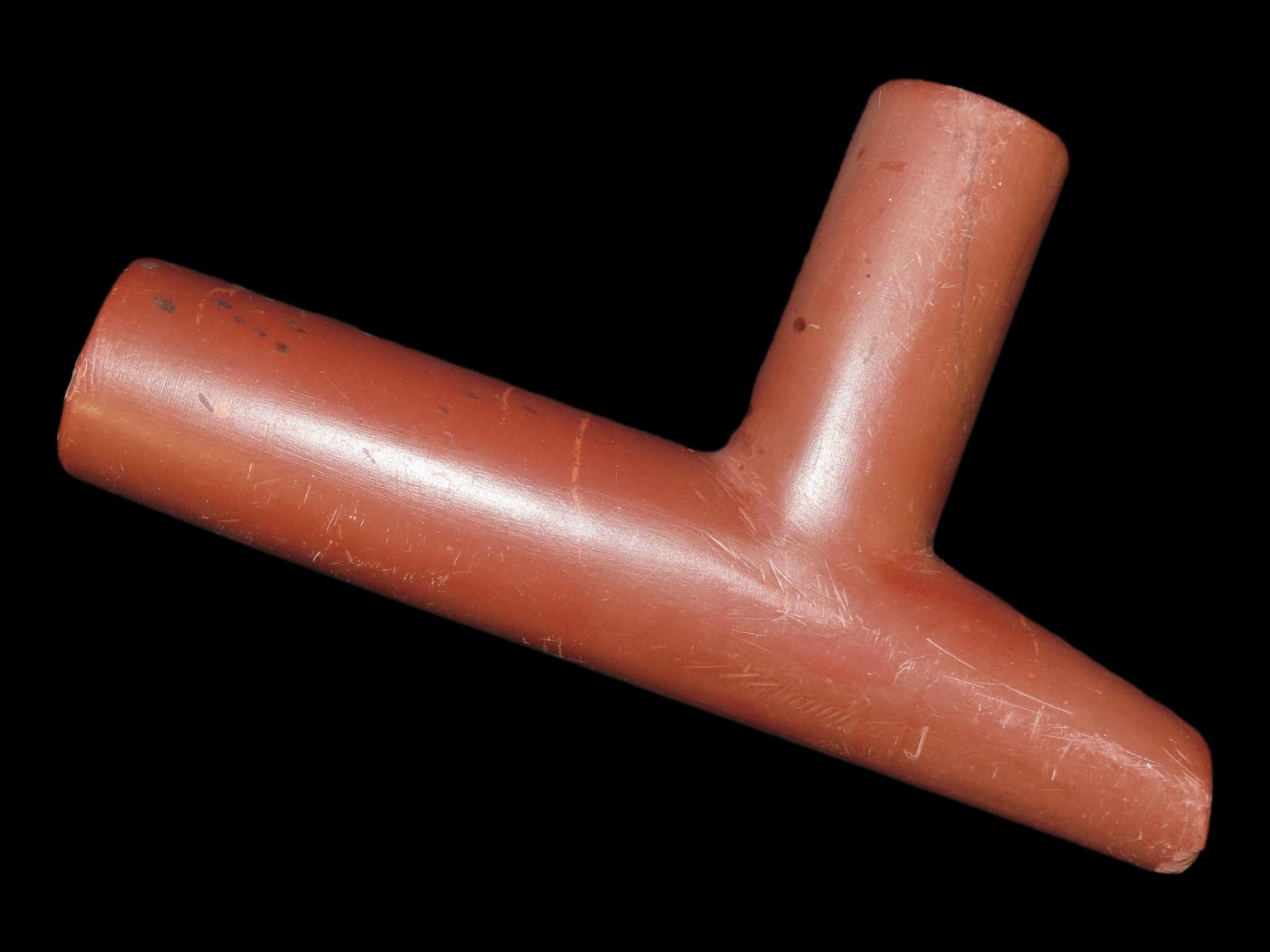 5 5/8" x 3 1/8" T-Pipe, Red Catlinite, Kansas City, Missouri, Motley & Leithoff COA (1 of 10)