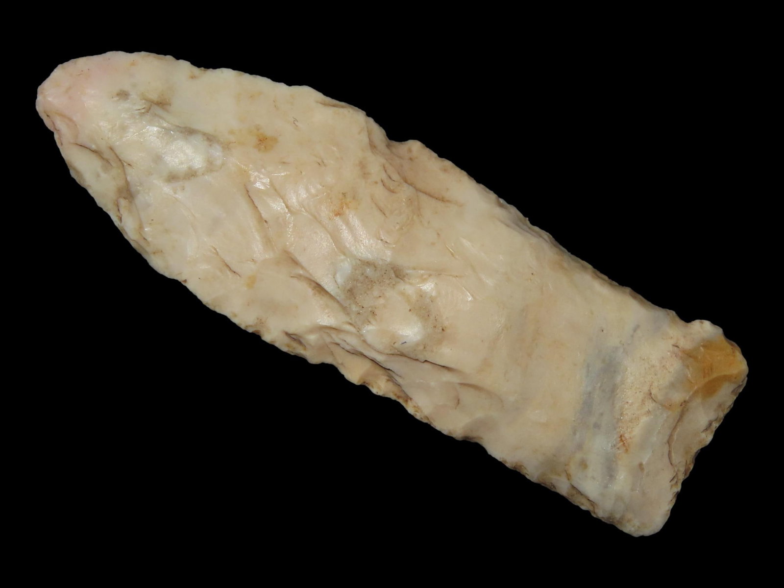 2 7/16" x 13/16" Hell Gap, Cream Color Banded River Cobble Chert, Osage Co., Oklahoma, Partain COA (1 of 11)