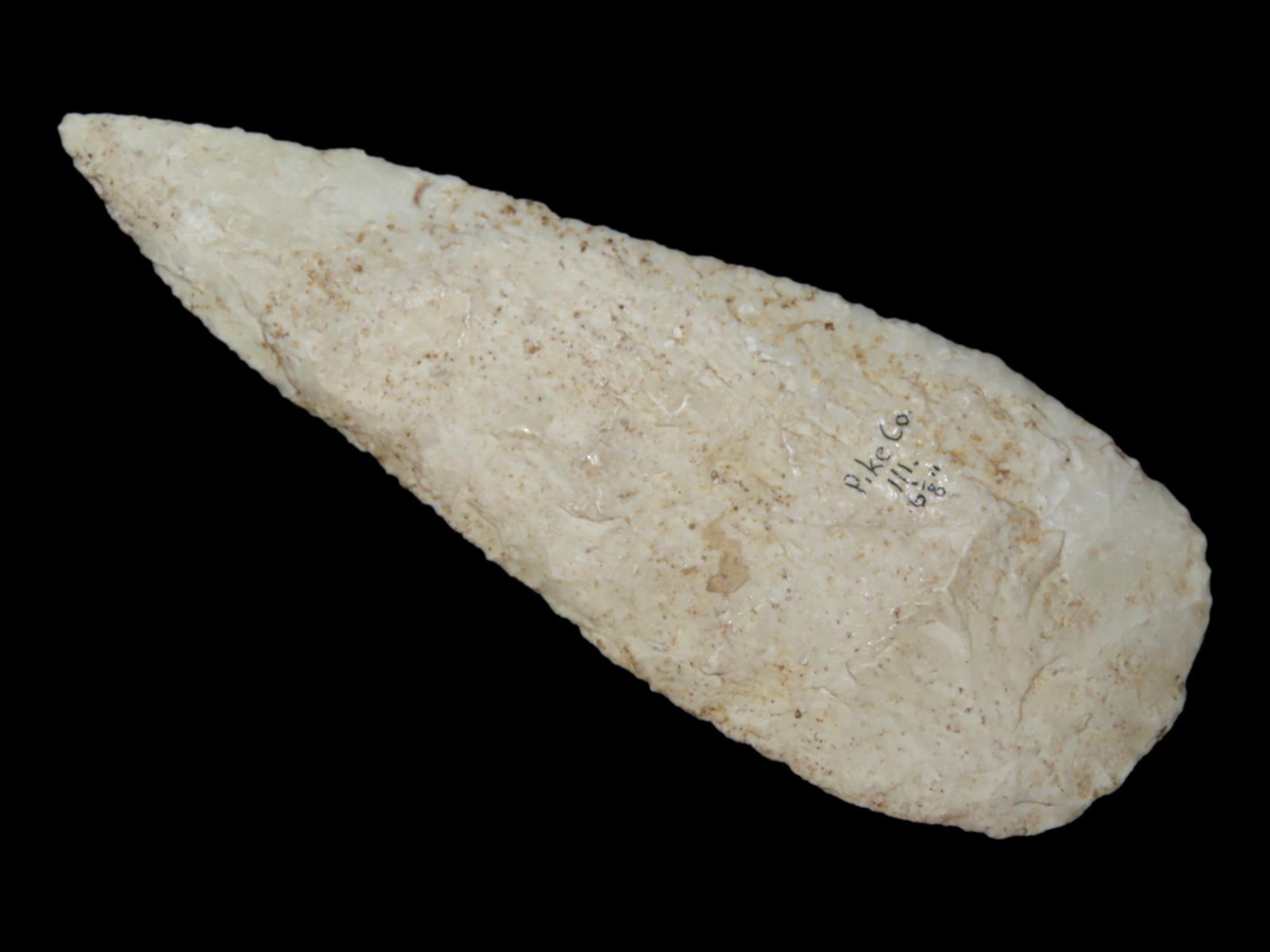 6 1/8" x 2 3/16" Stanfield, Burlington Chert, Pike Co., Illinois, Motley & Leithoff COA (1 of 13)