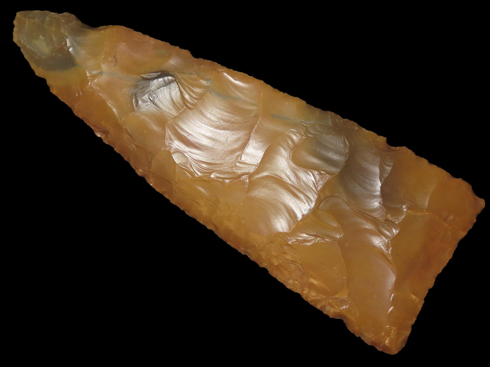 9" x 3 5/16" Outstanding Caddo Blade, River Stained Chert, Iberia Parish, Louisiana, Motley & (1 of 15)
