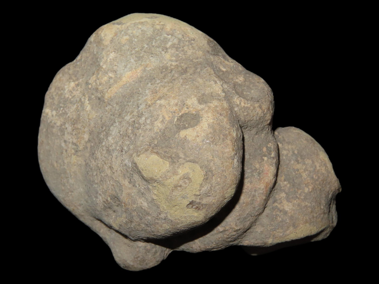 Pre-Columbian Pottery Human Head Effigy, Mayan: Pre-Columbian Pottery Human Head Effigy, Mayan