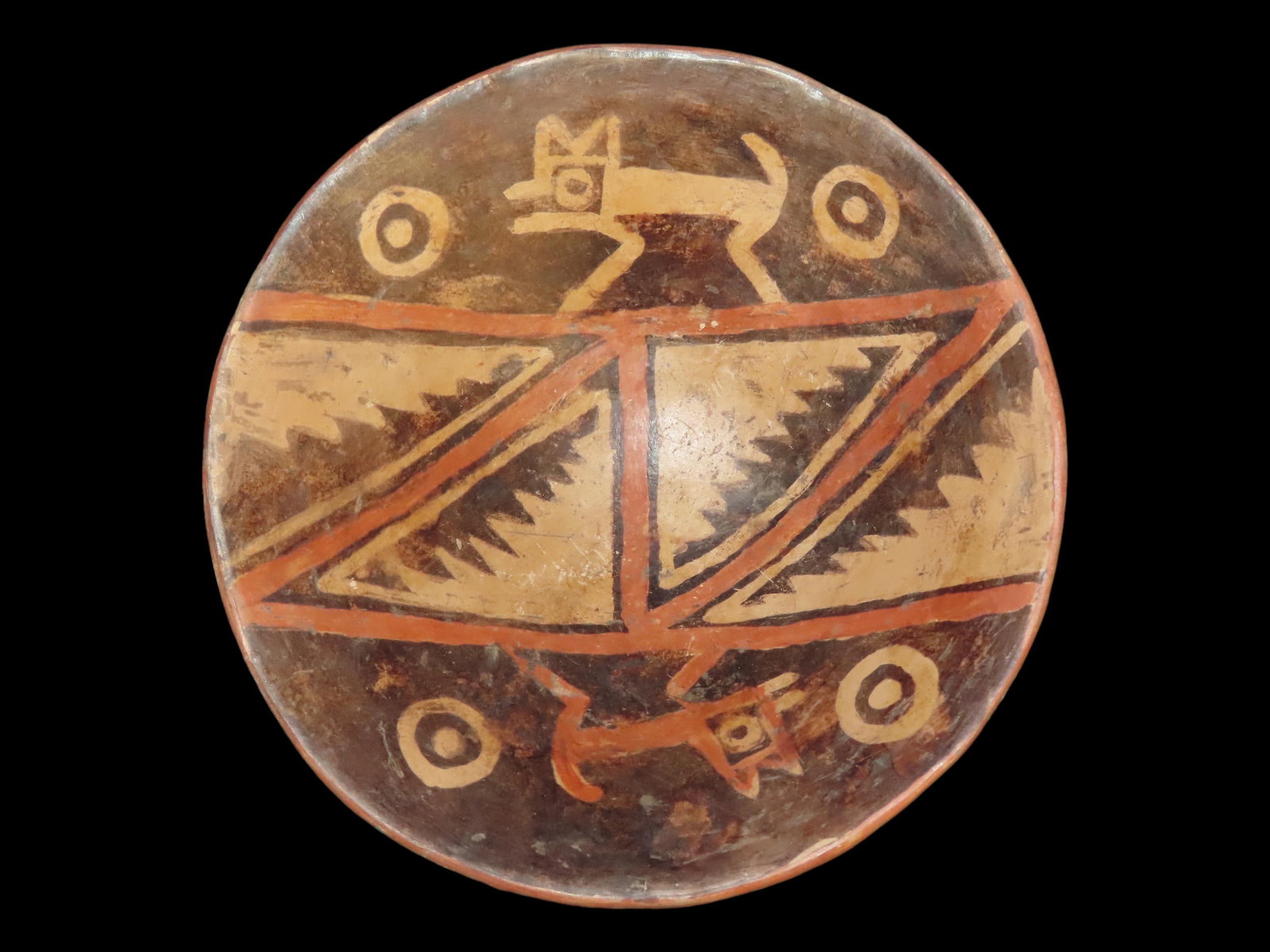 3 1/2" x 8 5/8" Pre-Columbian Tuza Narino Culture, Painted Dogs Design, 800 to 1500 CE (1 of 10)