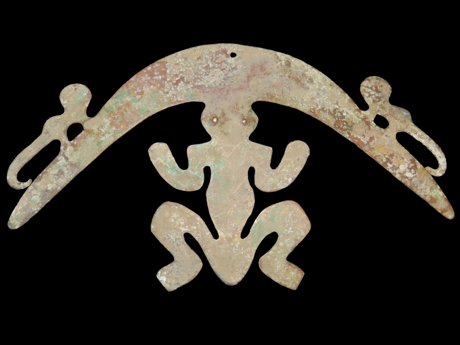 6 1/8" x 3 1/4" Pre-Columbian Zoomorphic Effigy Pendant, Copper, Peru, Motley & Leithoff COA (1 of 8)