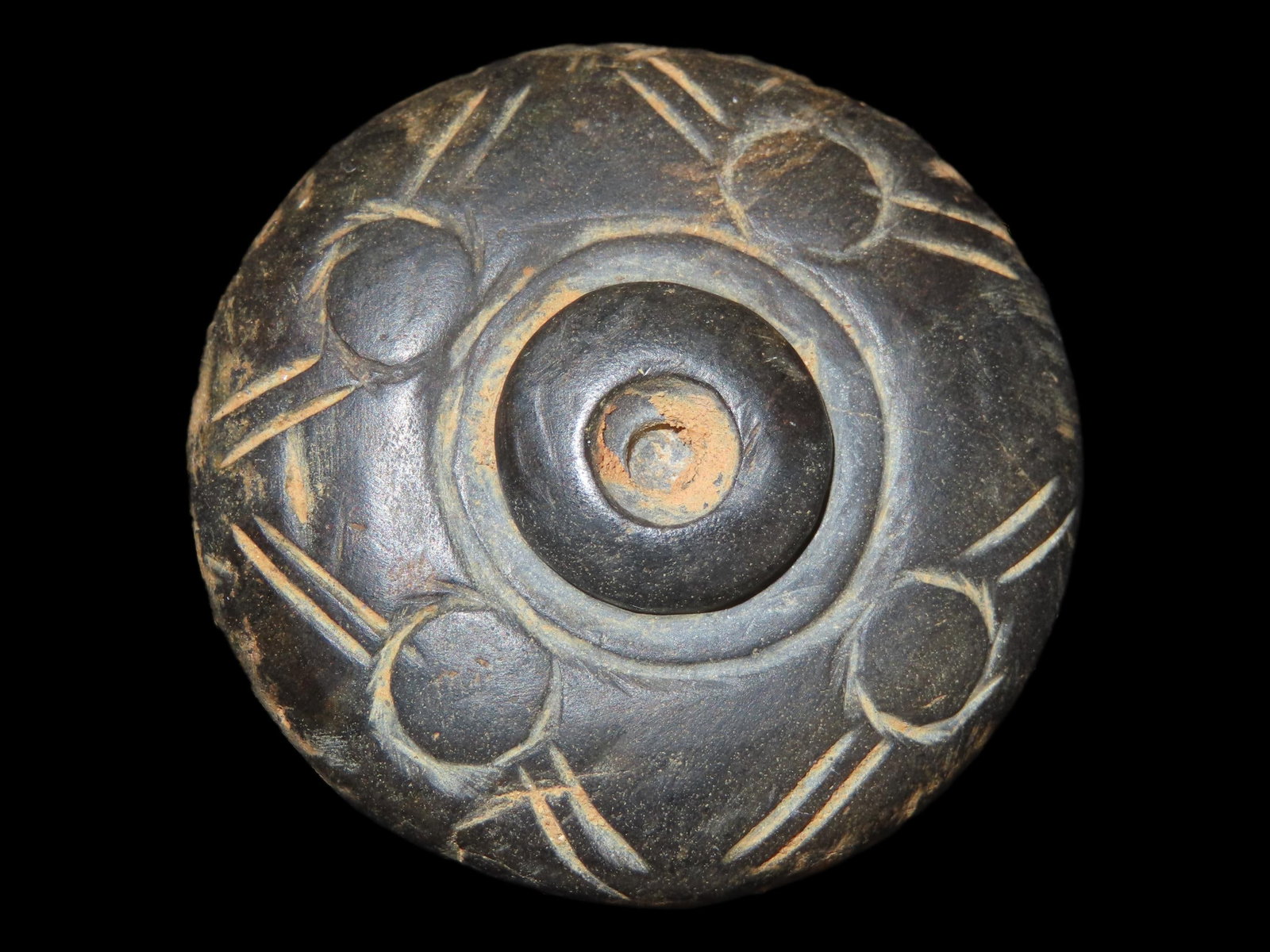 1 3/4" x 7/8" Pre-Columbian Shaman Engraved Ceremonial Stone, Jadeite, Peru, Motley & Leithoff COA: 1 3/4" x 7/8" Pre-Columbian Shaman Engraved Ceremonial Stone, Jadeite, Peru, Motley & Leithoff COA