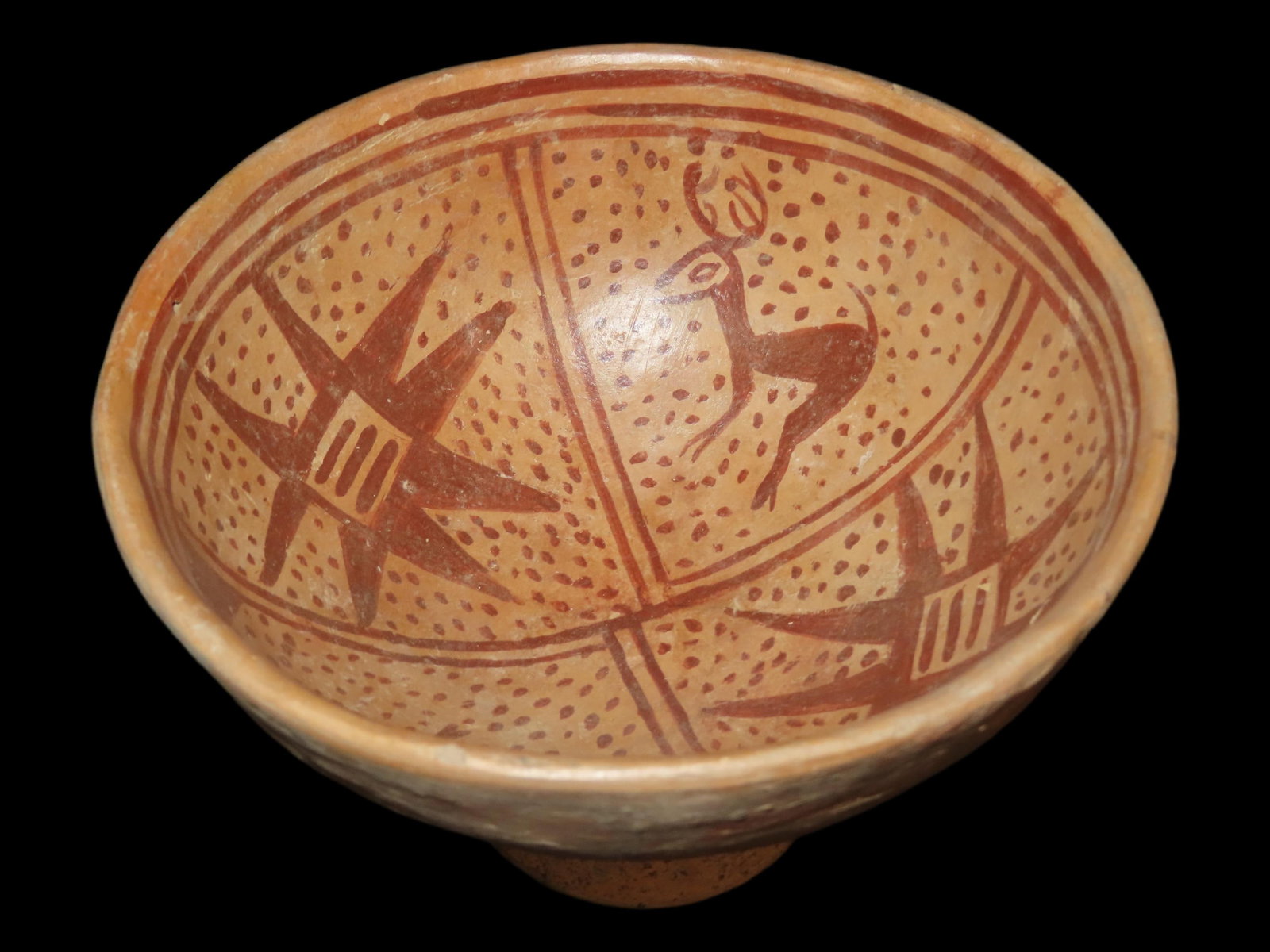 4 1/4" x 6 3/4" Pre-Columbian Tuza Nari?o Culture, Painted Deer and Starburst, 800 to 1500 CE (1 of 11)