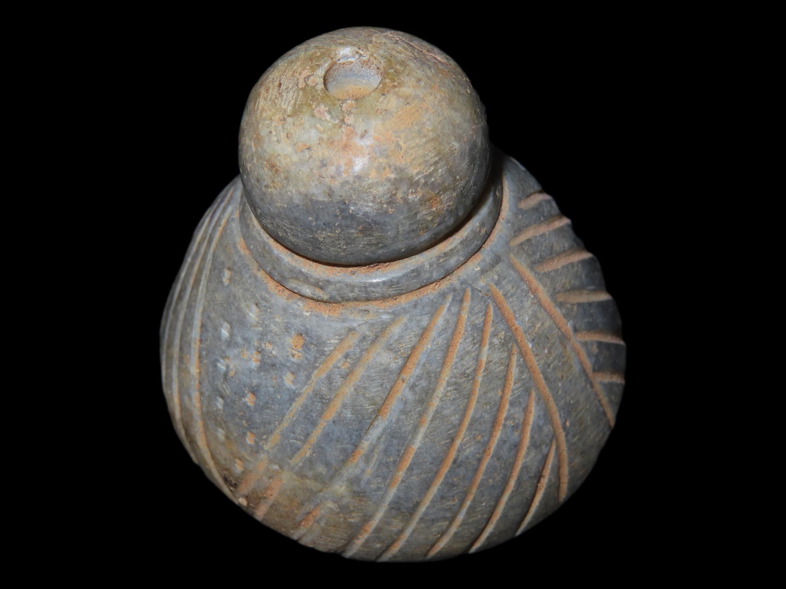1 3/4" x 1 5/8" Pre-Columbian Shaman Ceremonial Engraved Stone, Hardstone, Peru, Motley & Leithoff (1 of 9)