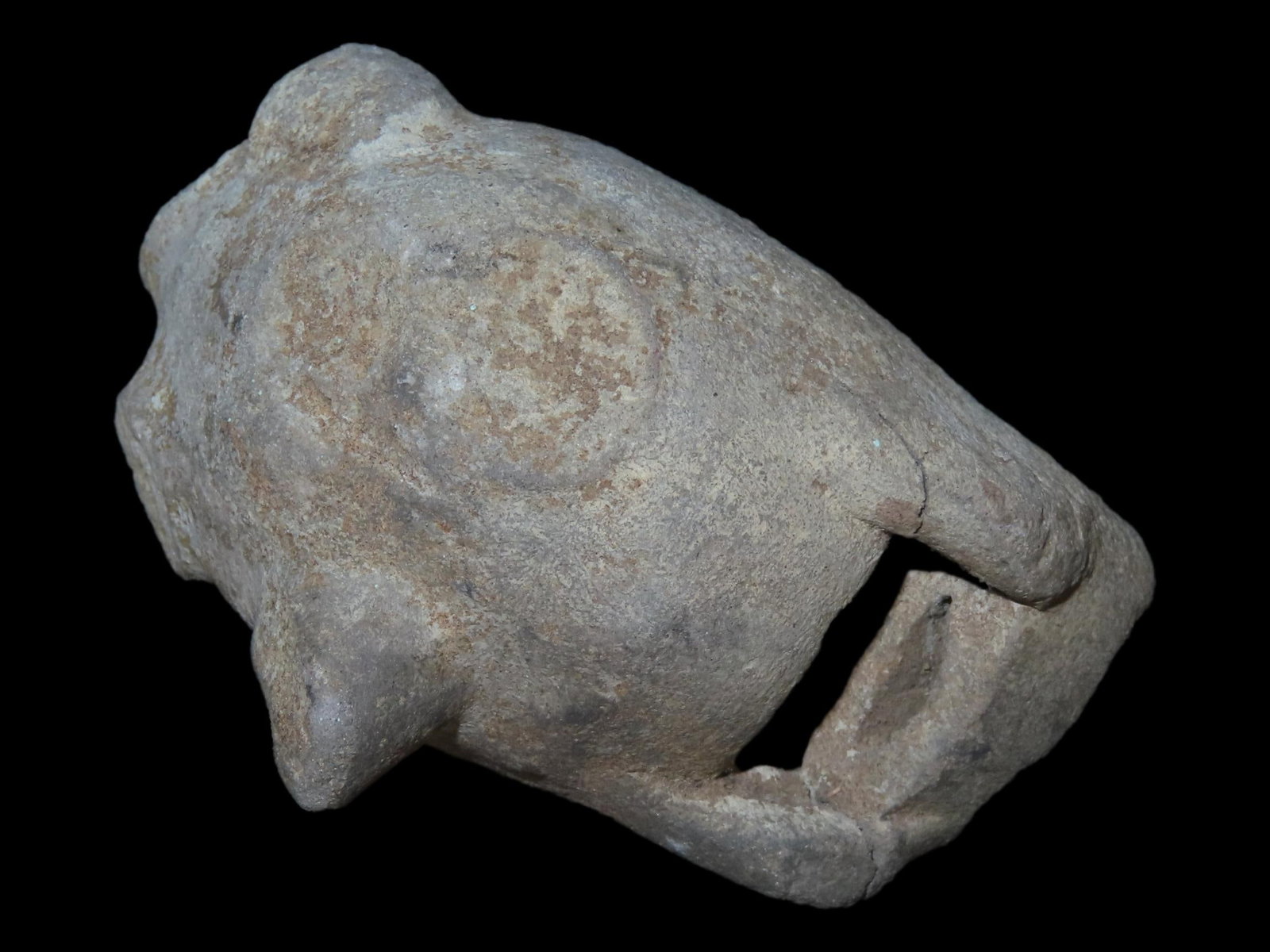 Pre-Columbian Pottery Effigy, Human Head, Mayan: Pre-Columbian Pottery Effigy, Human Head, Mayan