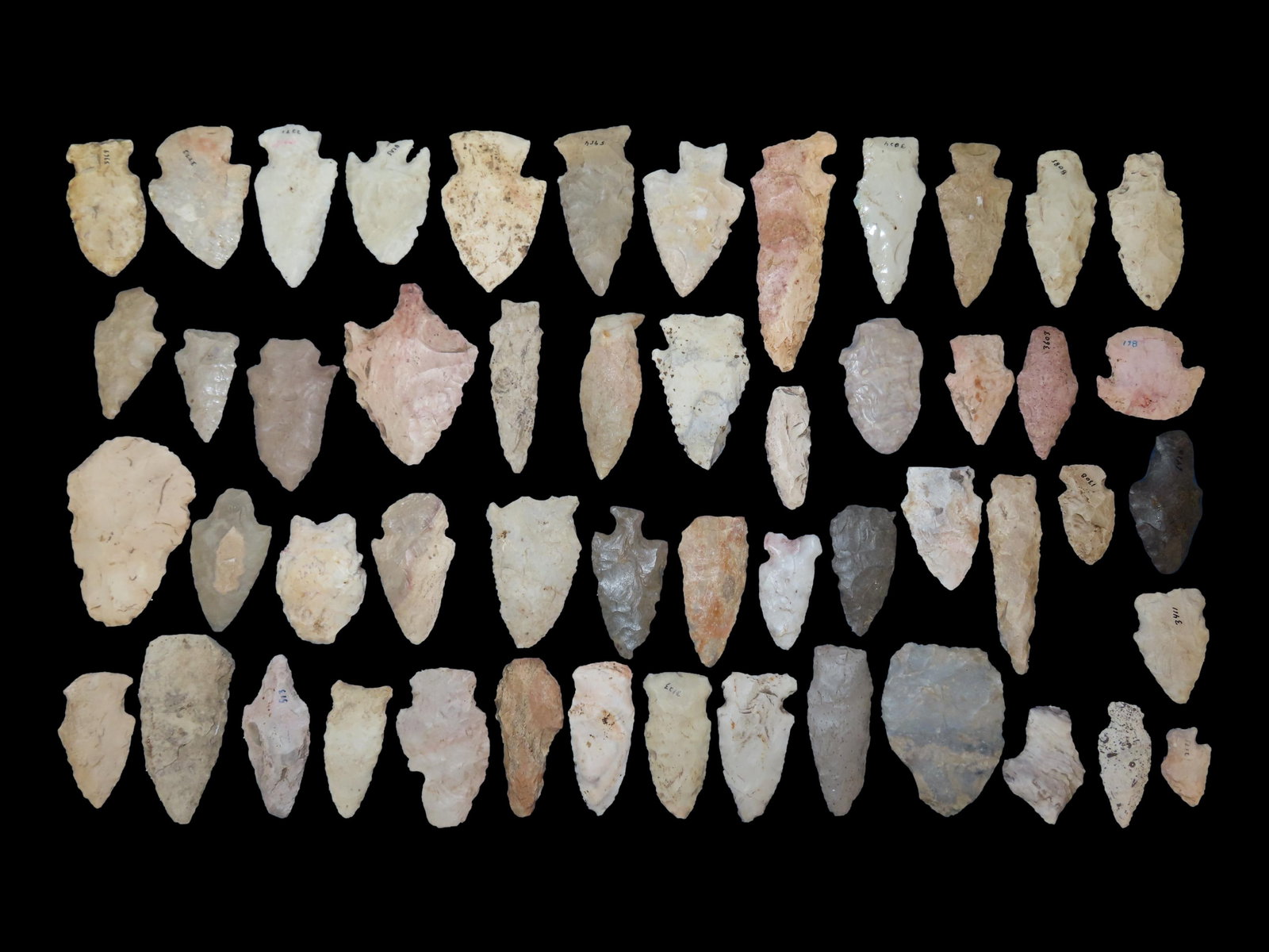 18" x 12" Frame of Misc. Arrowheads, Midwest Material (1 of 8)