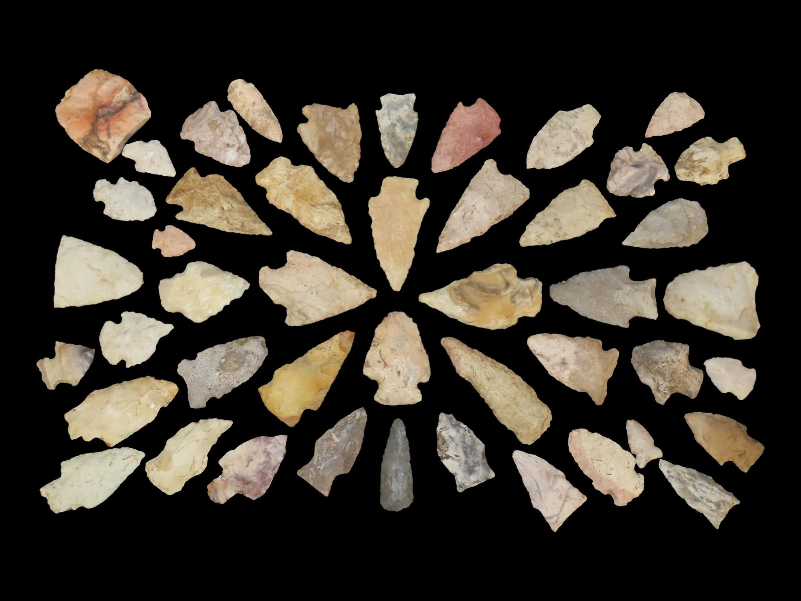 18" x 12" Frame of Native American Arrowheads (1 of 8)