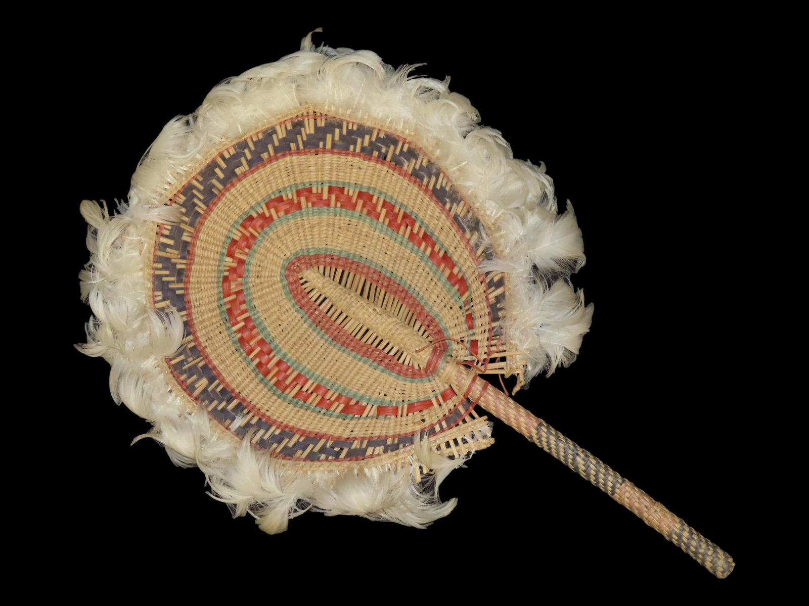 Highly Decorated Fan, Feather and Plant Fibers, Pacific Island, Kiribati/Samoa (1 of 11)