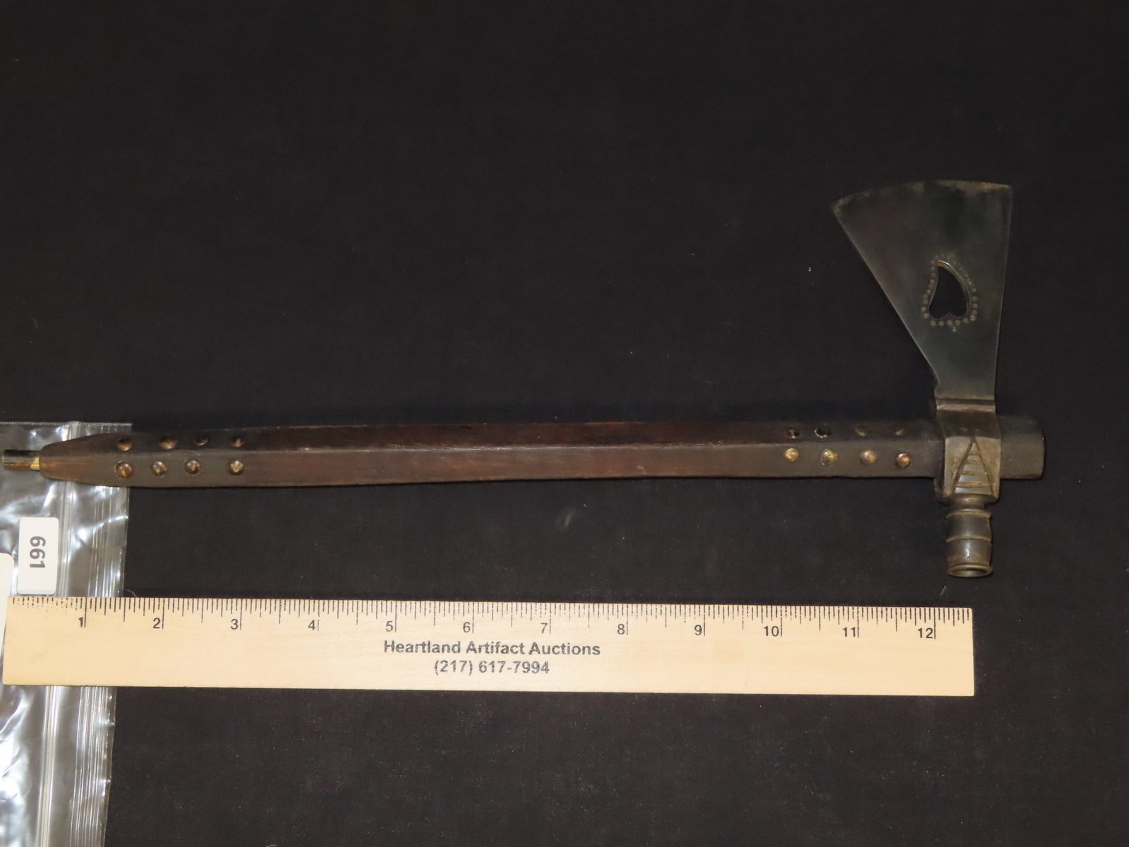 Early Pipe Tomahawk Axe, Nicely Tacked - 11