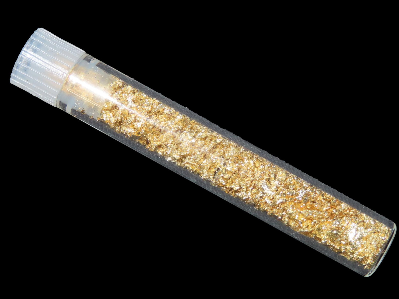 Gold Specimen Flake, Approx. 2.4 Grams Including the Vial: Gold Specimen Flake, Approx. 2.4 Grams Including the Vial