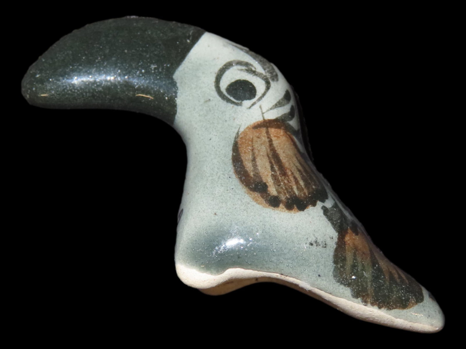 Mexican Tonala Folk Art Pottery, Hand Painted Bird, Vintage/Signed: Mexican Tonala Folk Art Pottery, Hand Painted Bird, Vintage/Signed
