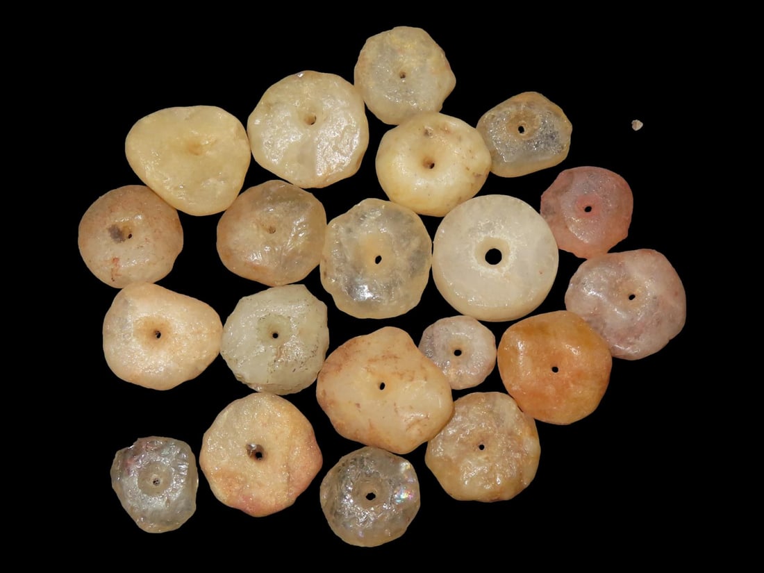 Neolithic Disc Quartz Beads, Sahara Desert, Southwest Africa, 4000-6000 Years BP: Neolithic Disc Quartz Beads, Sahara Desert, Southwest Africa, 4000-6000 Years BP