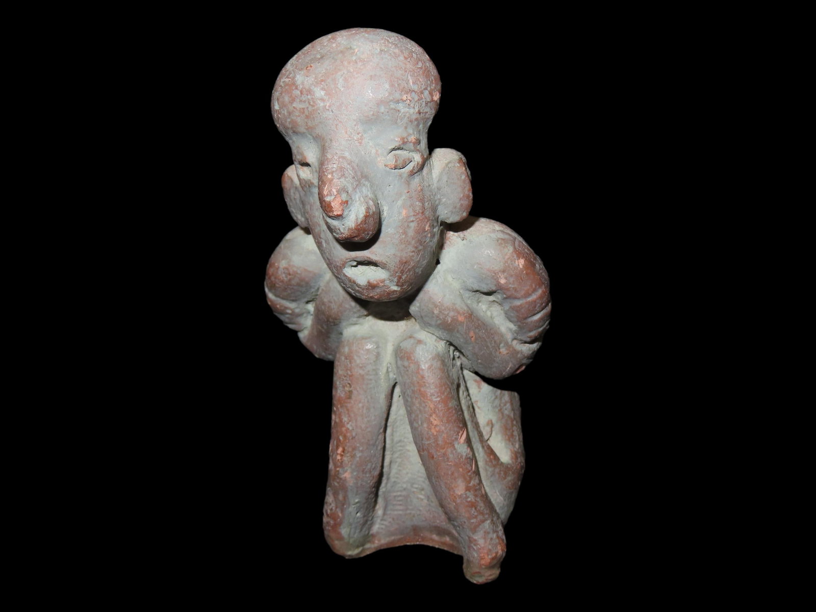 4 1/4" Pre-Columbian Pottery Effigy Enslaved Human, South America: 4 1/4" Pre-Columbian Pottery Effigy Enslaved Human, South America