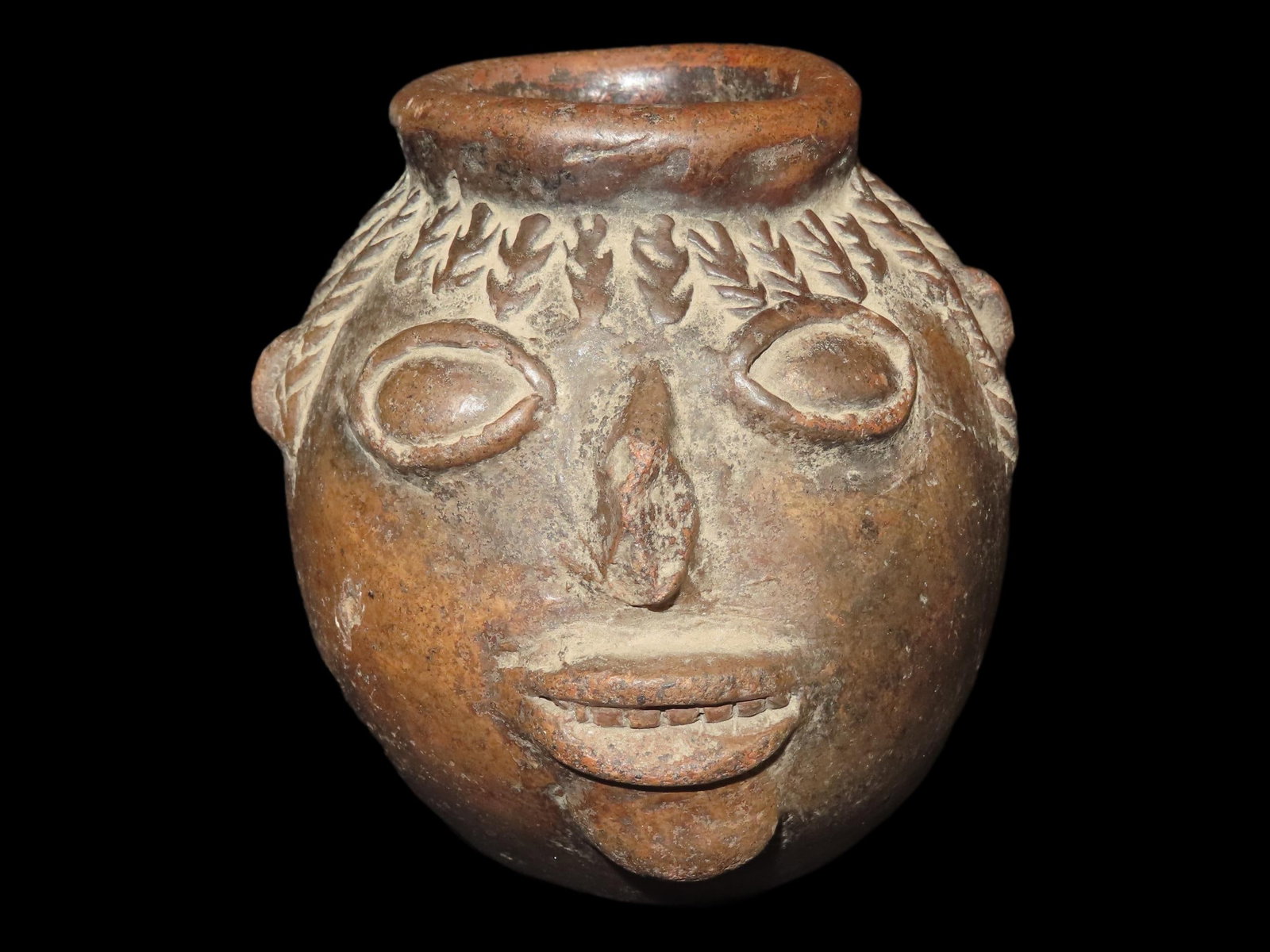 5 1/4" Pre-Columbian Head Pot, Peru: 5 1/4" Pre-Columbian Head Pot, Peru