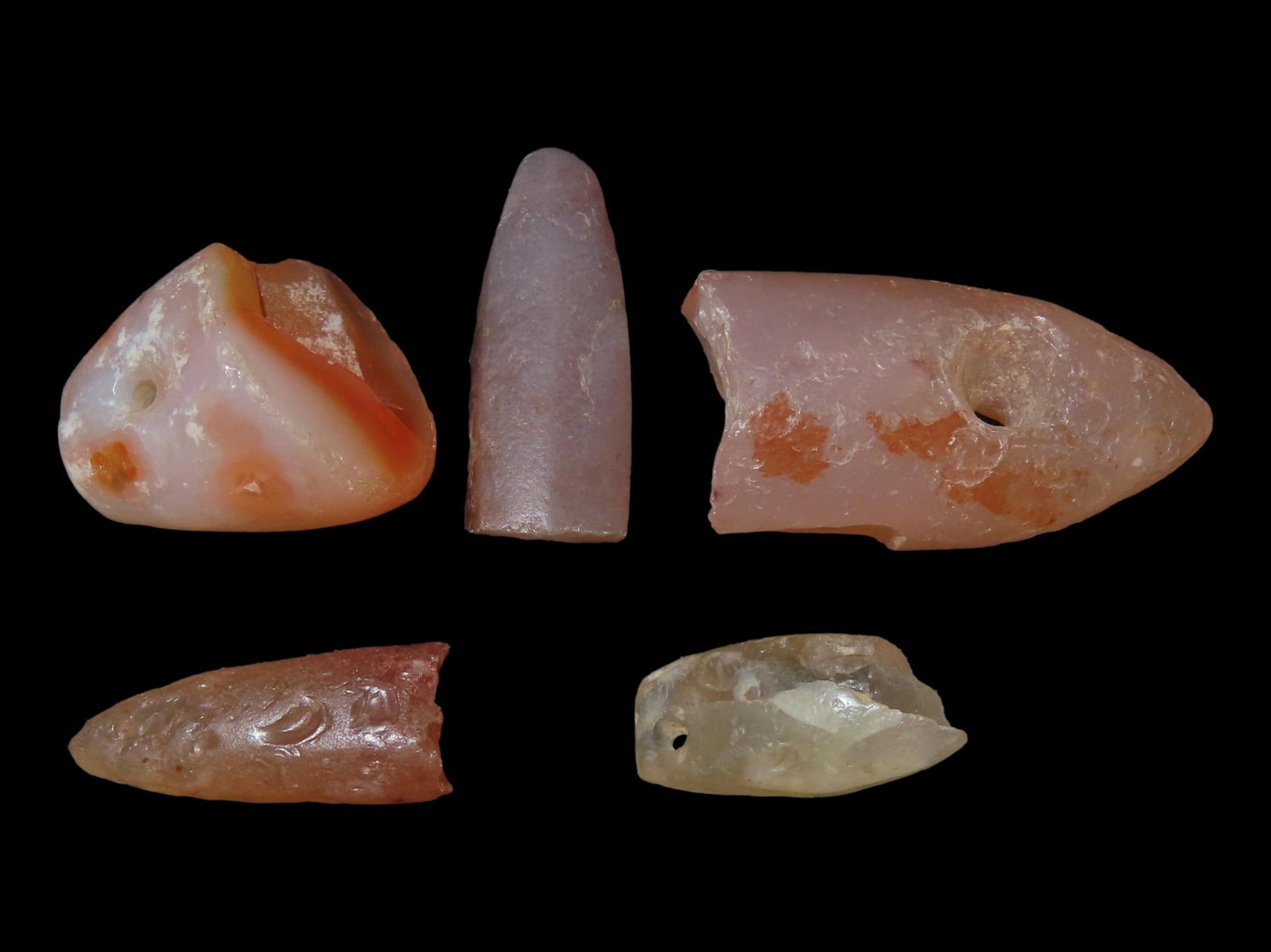 Set of 3 Rose Quartz Pendants, Jewelry, Northern Africa: Set of 3 Rose Quartz Pendants, Jewelry, Northern Africa