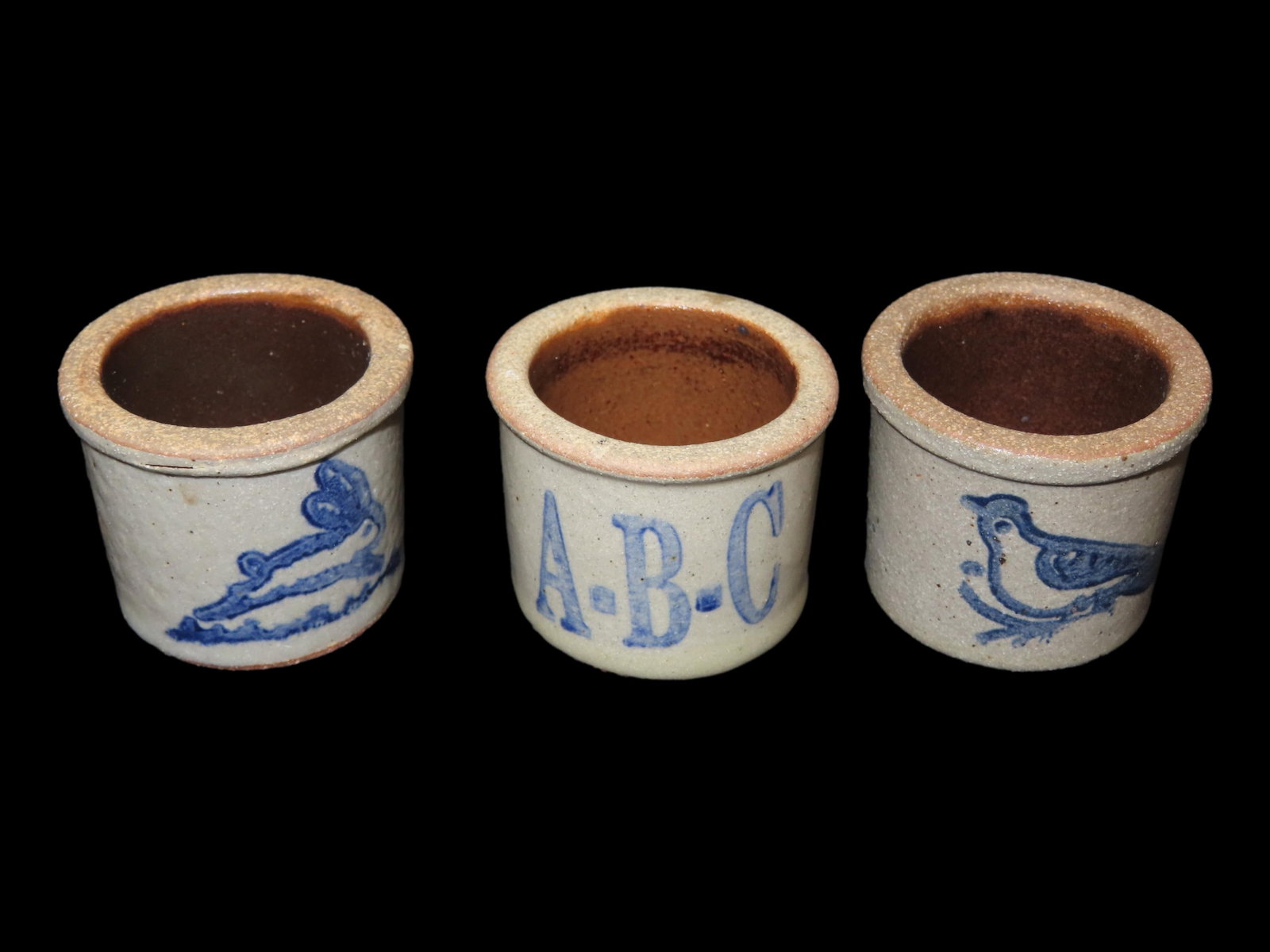 Set of 3 Minature Crocks, Stoneware (1 of 6)