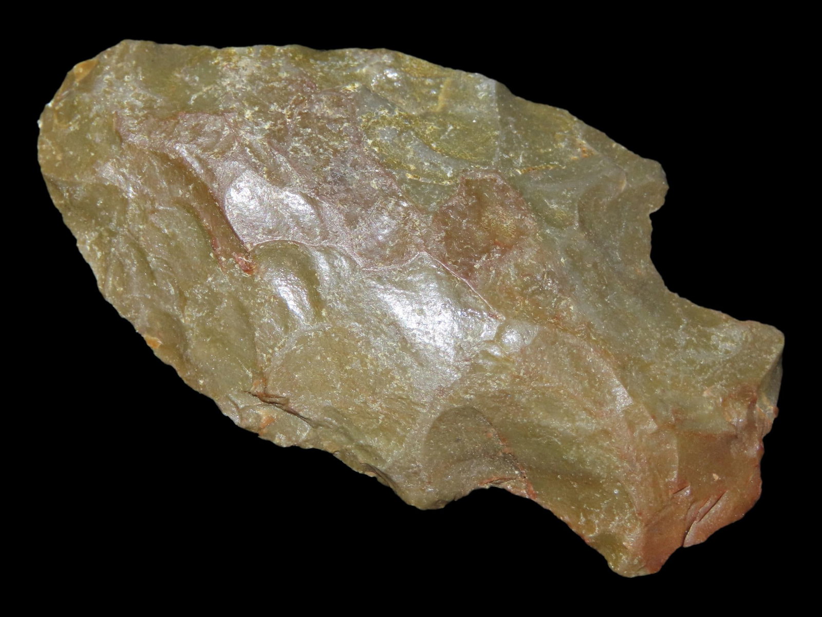 2 1/8?? Broad-Bladed Stemmed Knife/Point, Dark Gray Payne Chert, Late Archaic, 4000-2500 BC, Likely: 2 1/8” Broad-Bladed Stemmed Knife/Point, Dark Gray Payne Chert, Late Archaic, 4000-2500 BC, Likely Kirk Stemmed Tradition