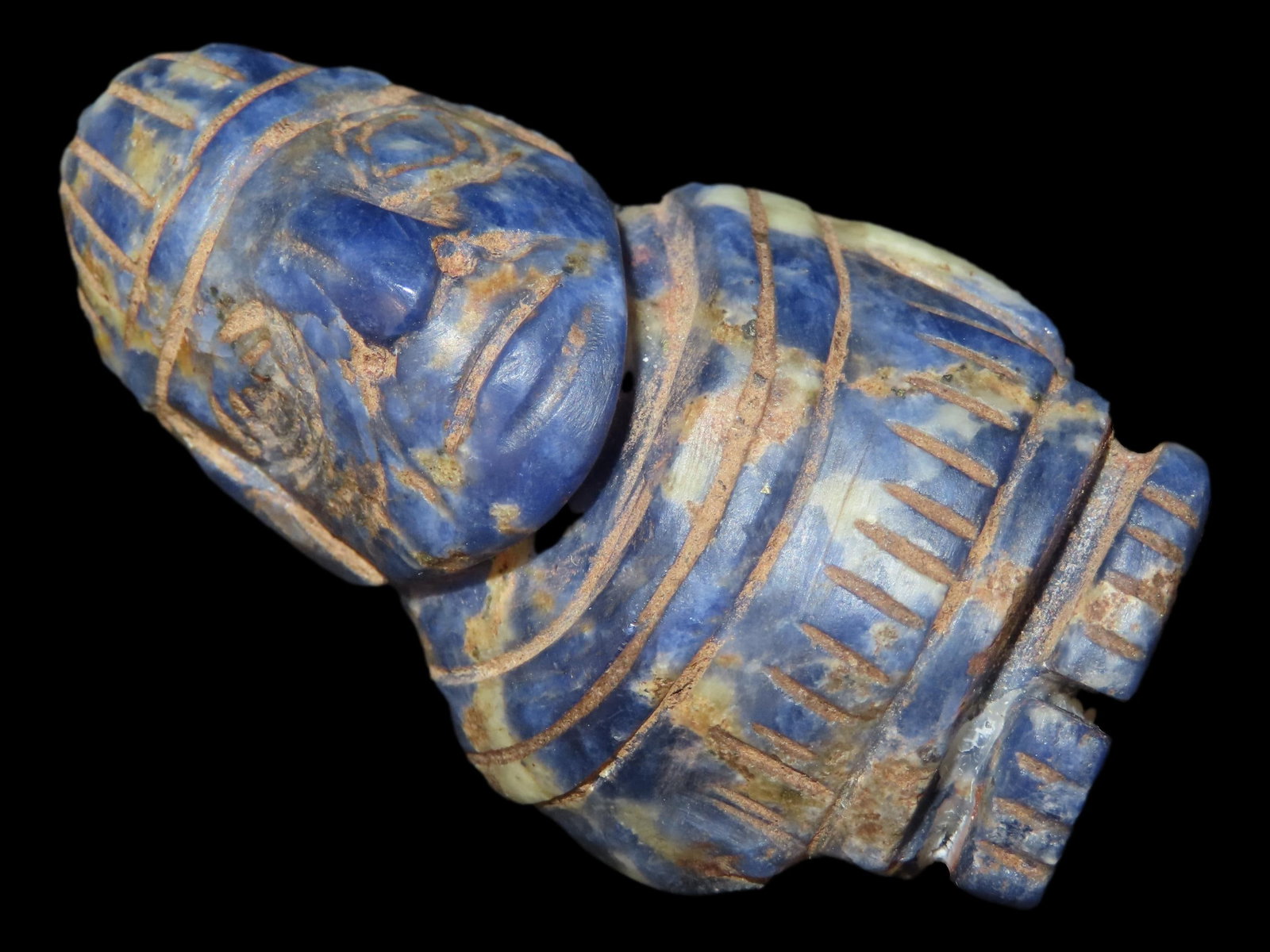 2 3/8" Mayam Warrior Lapis Effigy Pendant: 2 3/8" Mayam Warrior Lapis Effigy Pendant