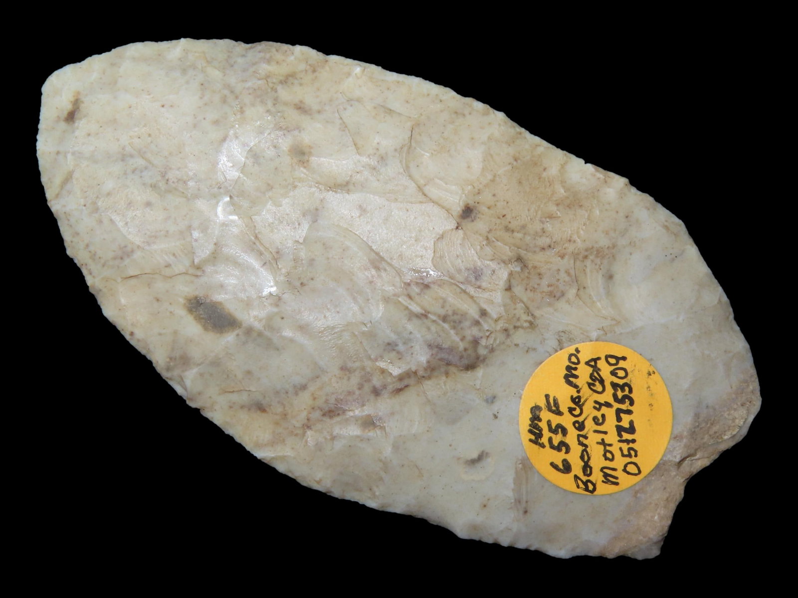 3 15/16?? x 2 1/16?? Clovis Knife, Burlington Chert, Boone Co., Missouri, Motley COA (1 of 13)