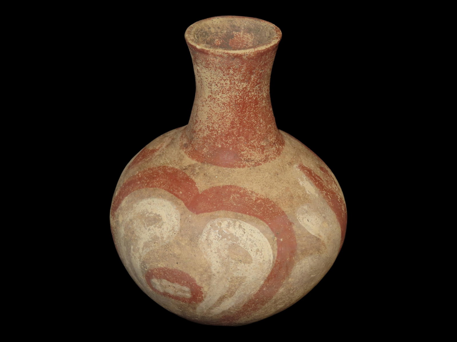 8?? x 3?? Monster Face Bottle with Mace Motif, Found in Lee Co., Arkansas by Bill Rowlett, Ex.: 8” x 3” Monster Face Bottle with Mace Motif, Found in Lee Co., Arkansas by Bill Rowlett, Ex. Larry Johnson