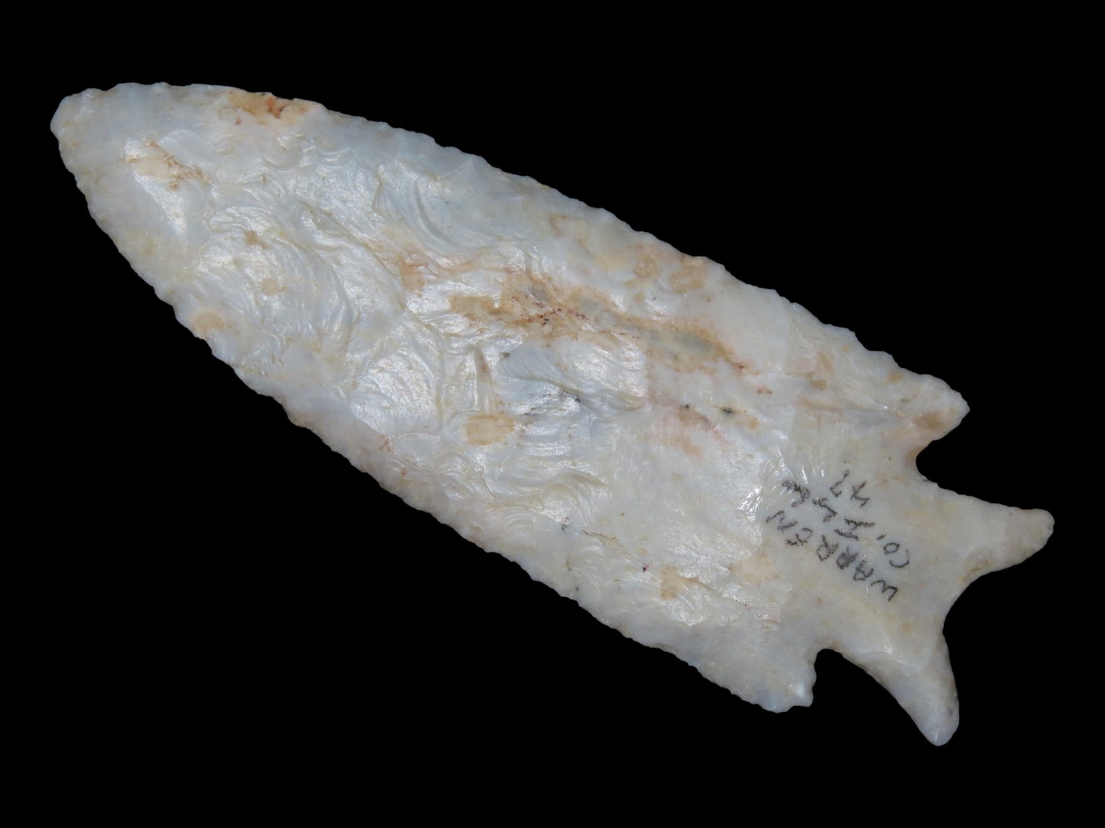 4 1/4?? x 1 3/8?? Fishtail Hardin (or Holland Type), Warren Co., Illinois, Rare Type, Found 1979 (1 of 13)