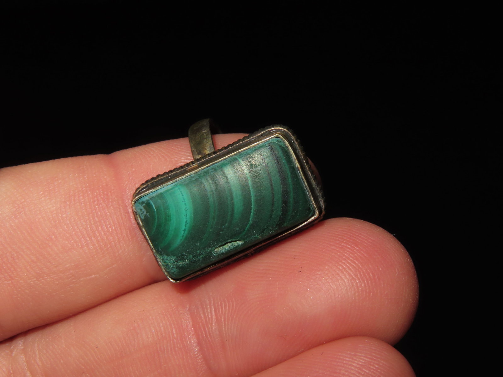 Size 8 Malachite Vintage Ring - 2