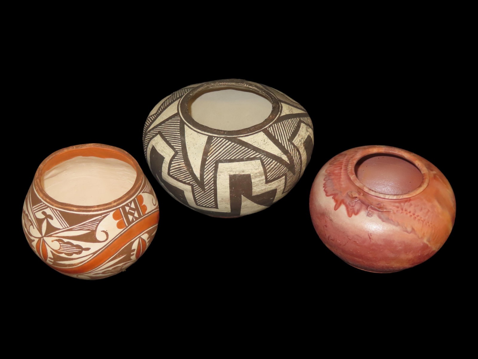 Lot of 3 Southwest Pots, Signed on Bottom (1 of 8)