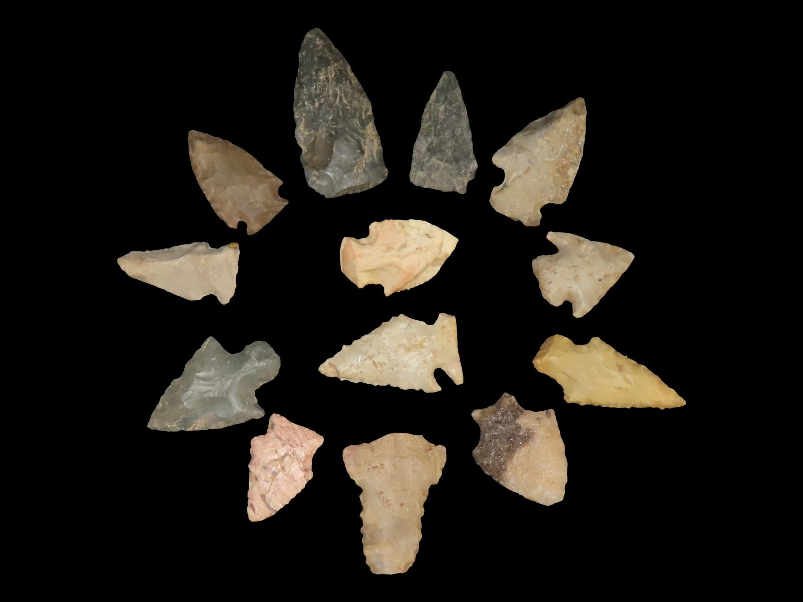 Grouping of 13 Arrowheads, Adenas, Square Base, Etc., Ohio (1 of 2)