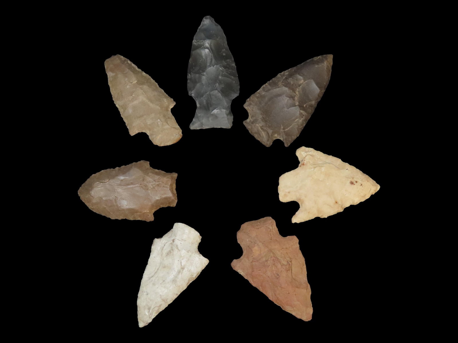 Grouping of 7 Arrowheads, Woodland, Ohio (1 of 2)
