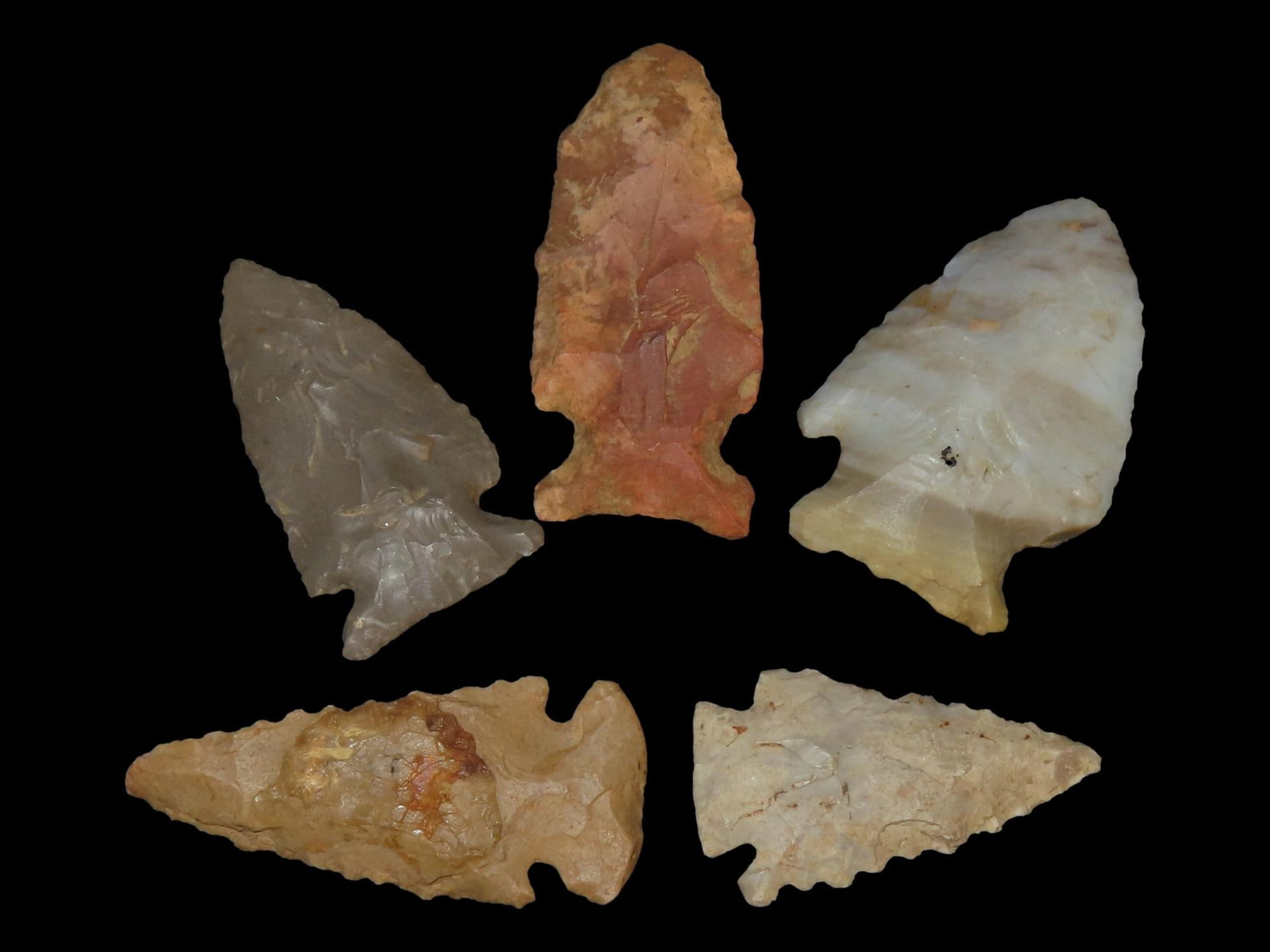 Grouping of 5 Archaic Pts., Kentucky (1 of 2)