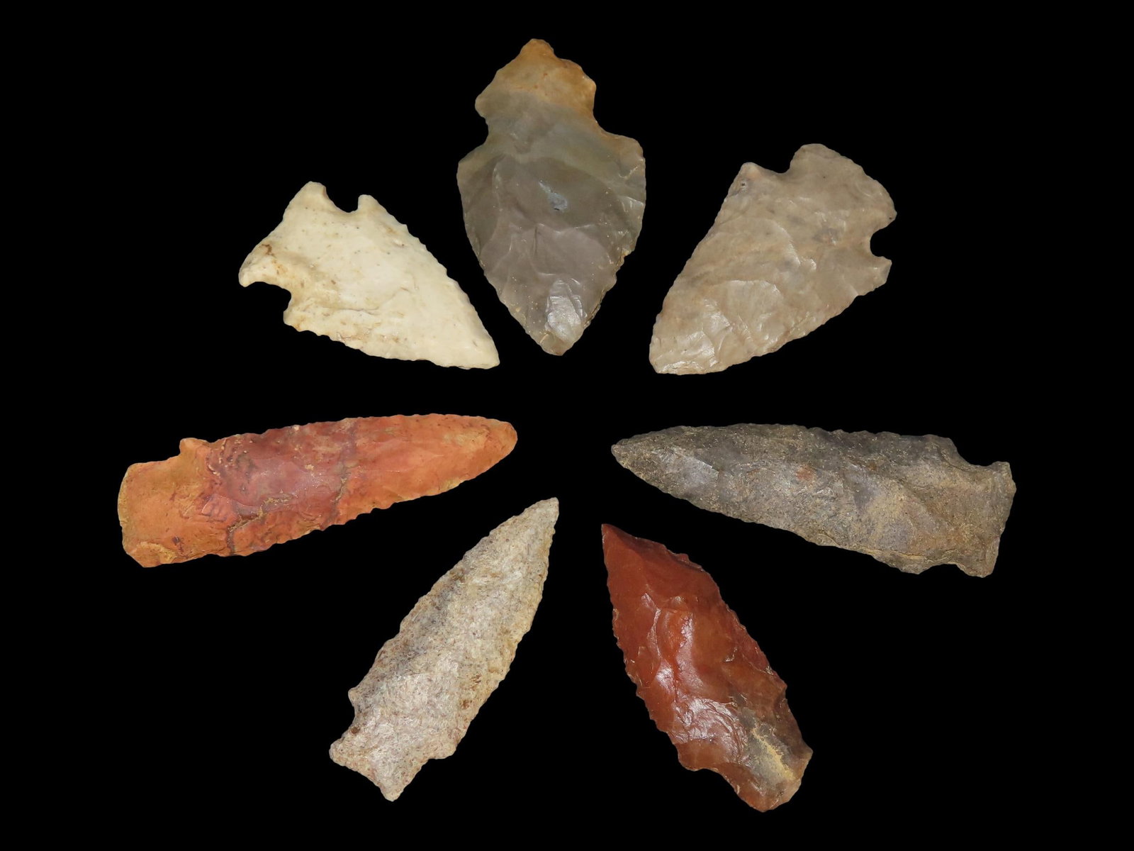Grouping of 7 Arrowheads, Archaic/Woodland, Kentucky (1 of 2)