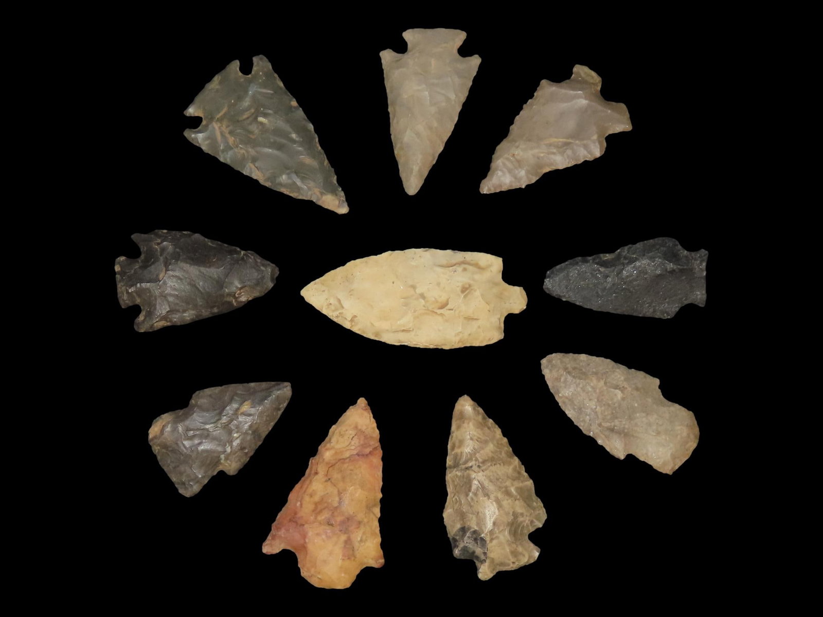Grouping of 10 Arrowheads, Woodland Pts., Mississippi (1 of 2)