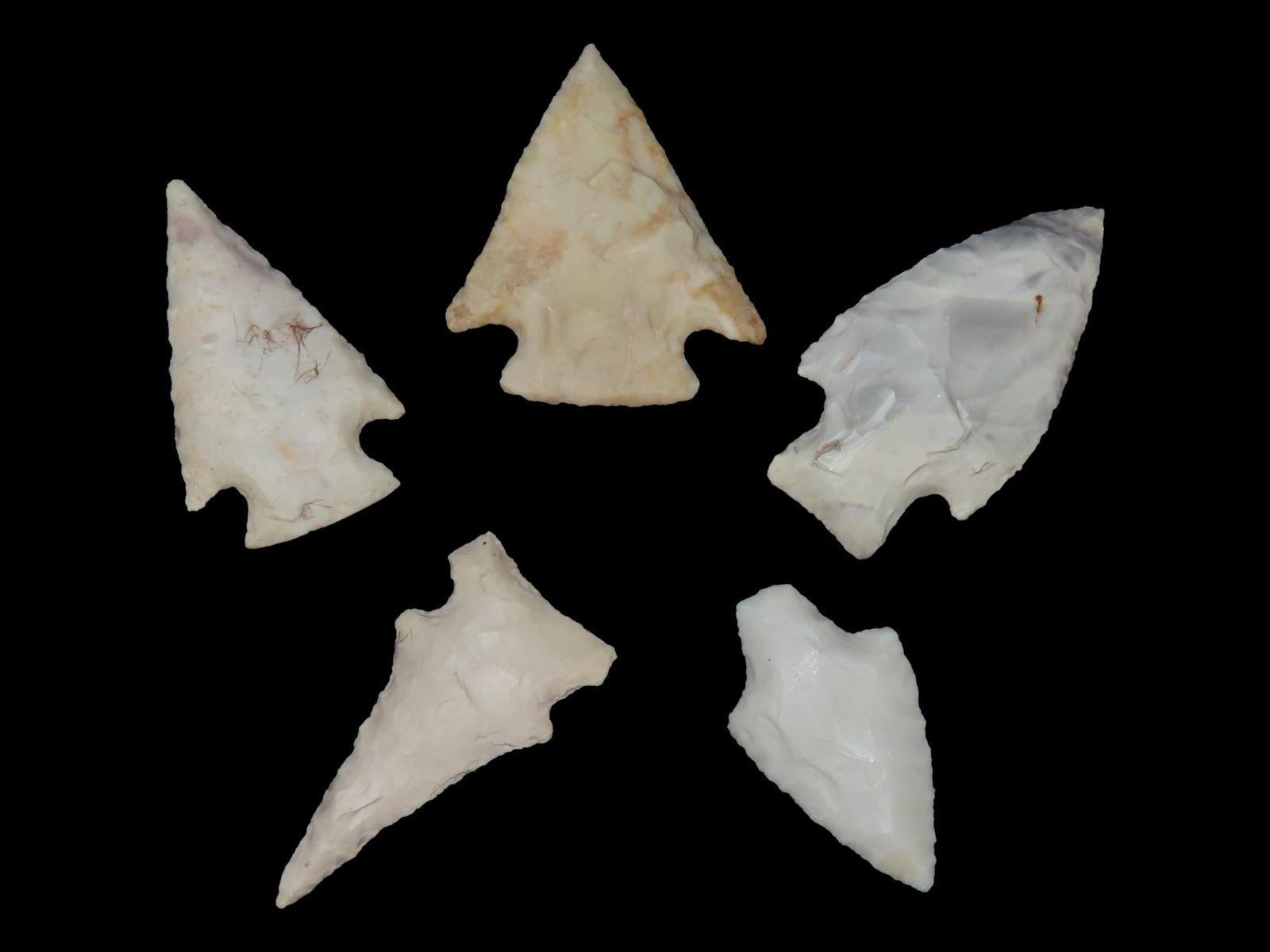 Grouping of 5 Arrowheads, Archaic and Woodland Points, Cooper Co., Missouri (1 of 7)
