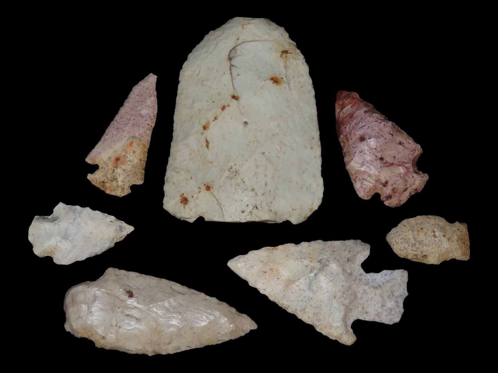Grouping of 7 Arrowheads, Woodland Points, Midwest States (1 of 2)