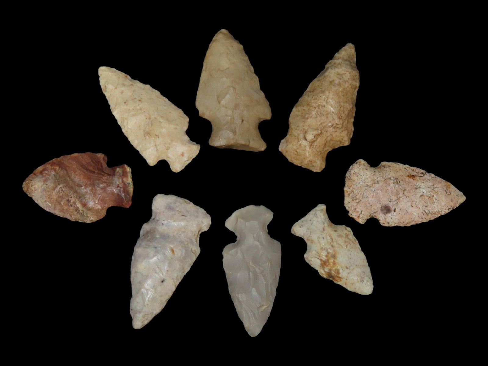 Grouping of 8 Atlatl Points, Calhoun Co., Illinois (1 of 2)