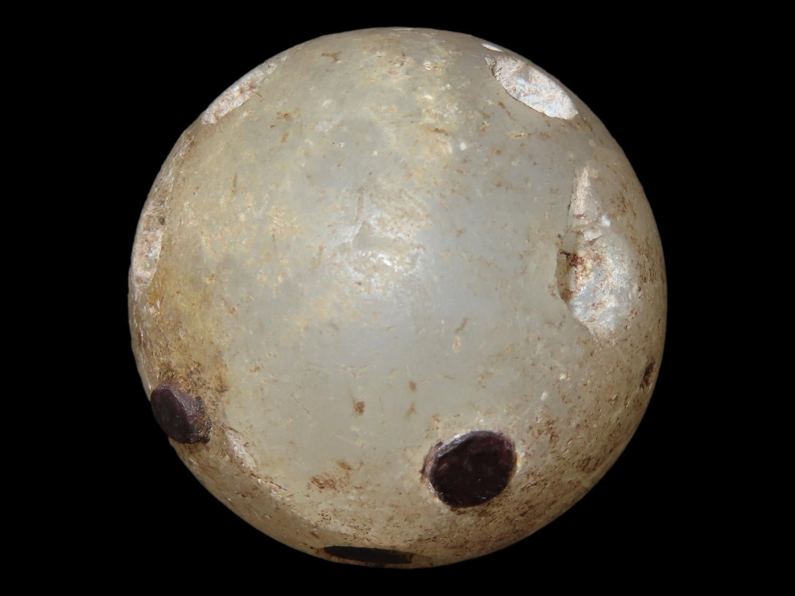 3/4?? Pre-Columbian Obsidian Inlaid Quartz Sphere, Found in South America (1 of 8)