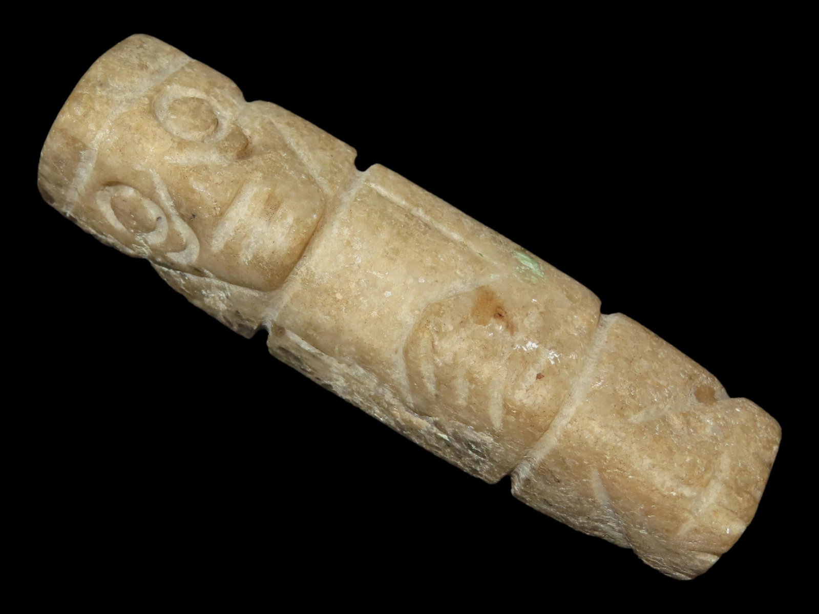 3?? x 7/8?? Pre-Columbian Mixtec Pendant, White and Green Jade, Mexico, 1500 BC - 1100 AD (1 of 9)