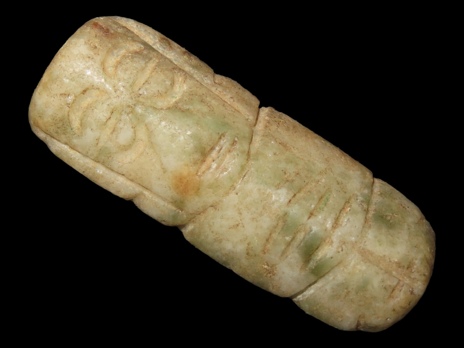 1 1/4?? x 3/4?? Pre-Columbian Mixtec Pendant, White and Green Jade, Mexico, 500 BC - 300 AD (1 of 8)